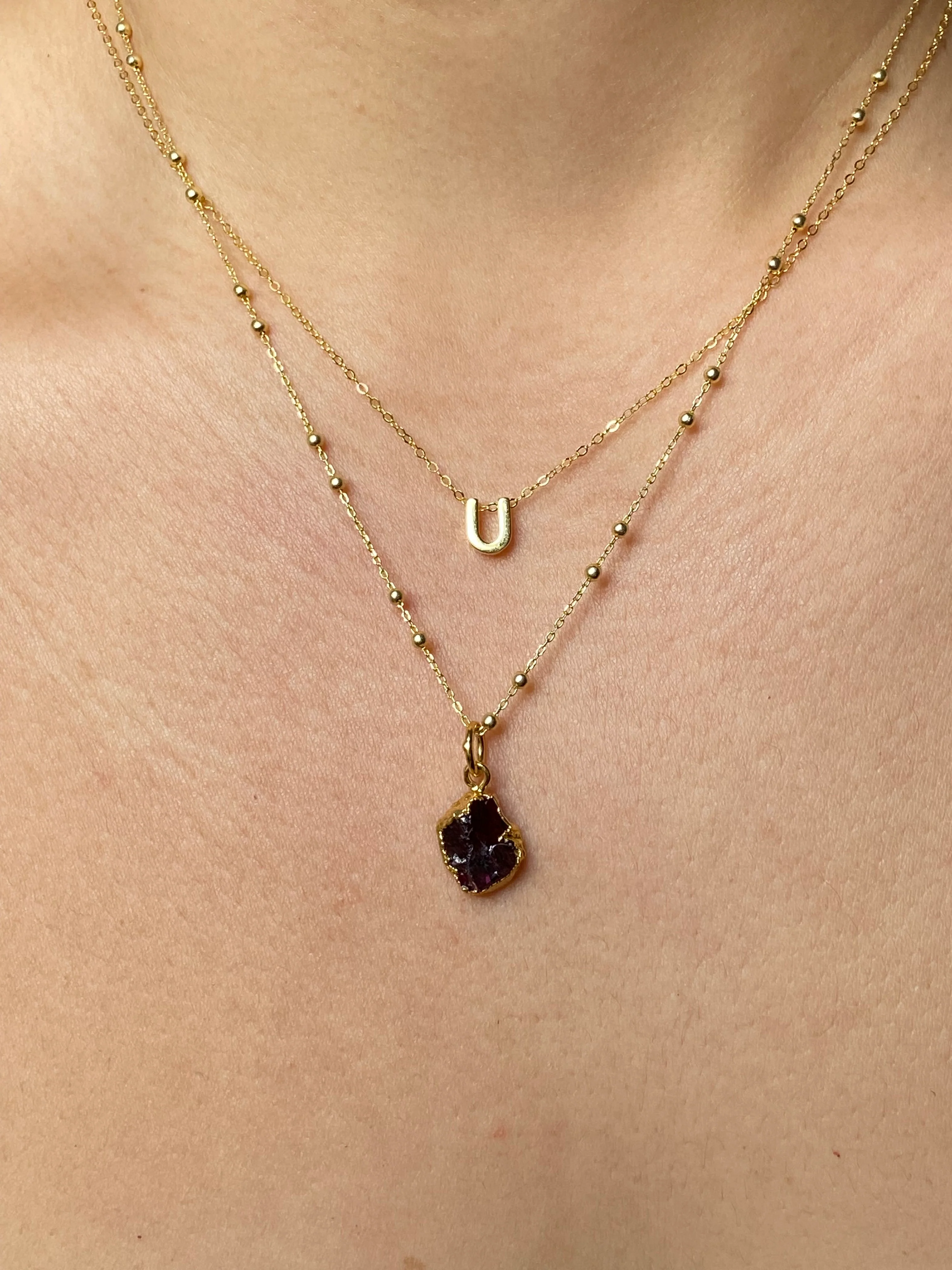 Initial & Garnet Necklace Set | January Birthstone - Image 21