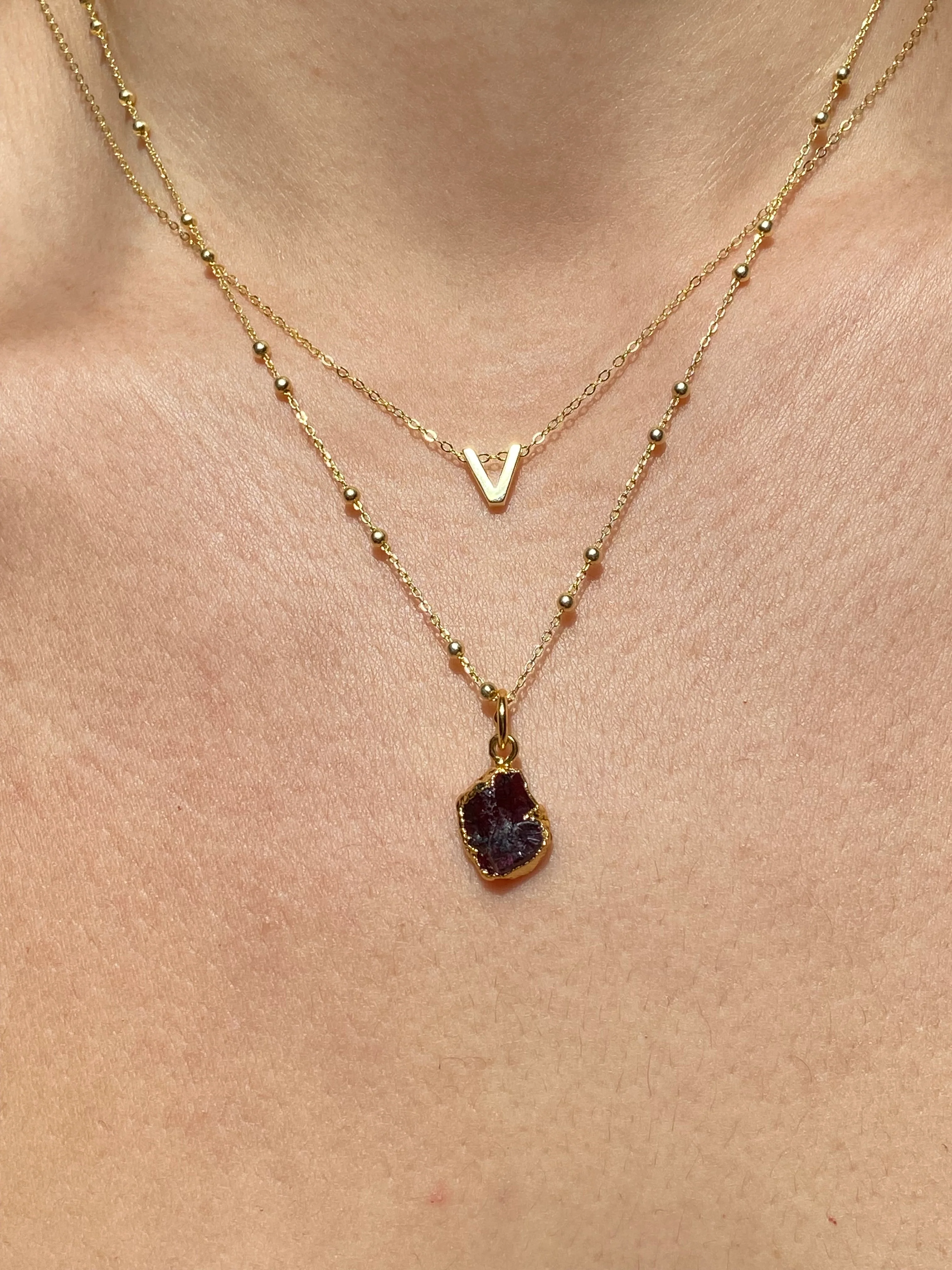 Initial & Garnet Necklace Set | January Birthstone - Image 22