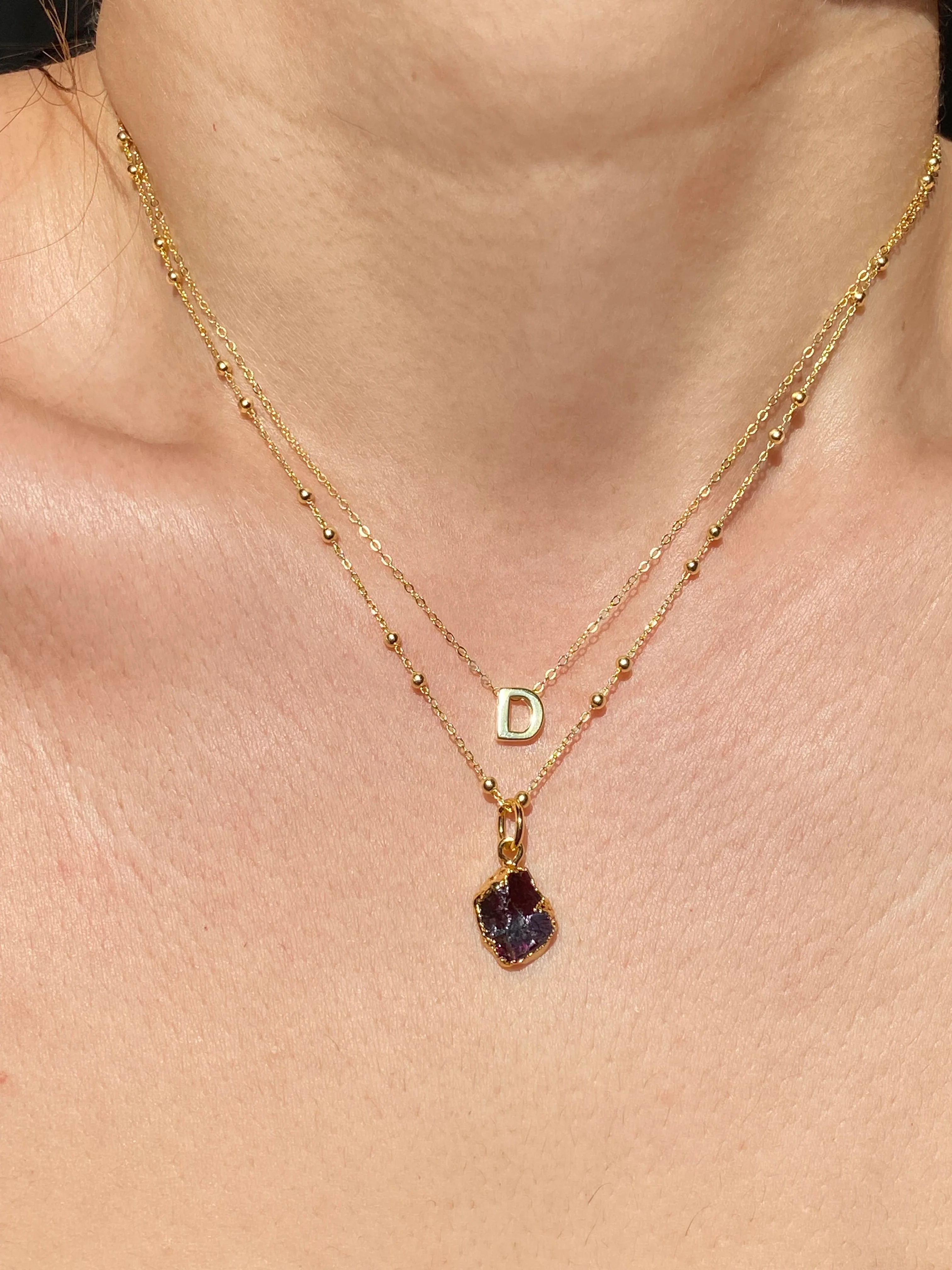 Initial & Garnet Necklace Set | January Birthstone - Image 4