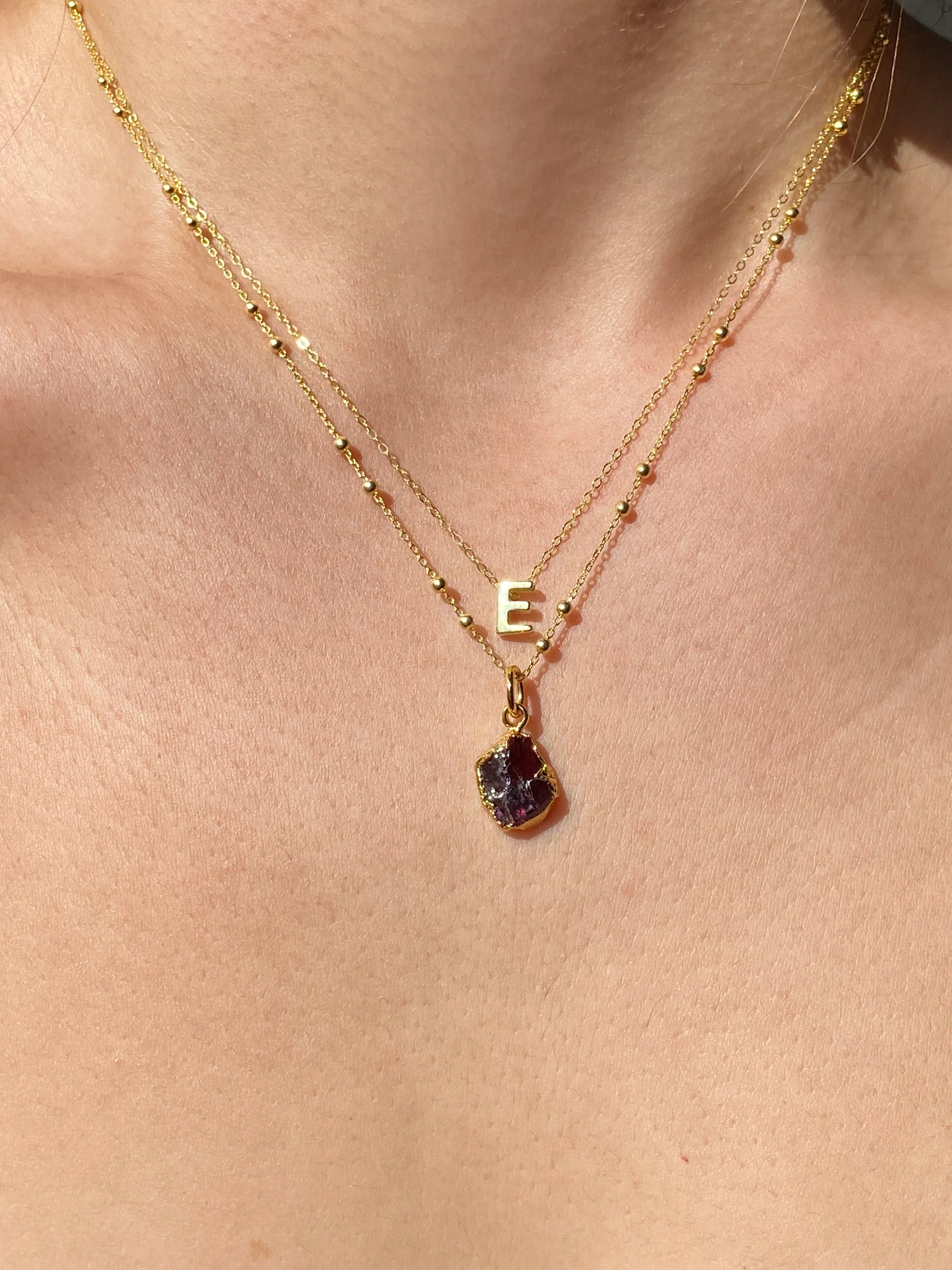 Initial & Garnet Necklace Set | January Birthstone - Image 5