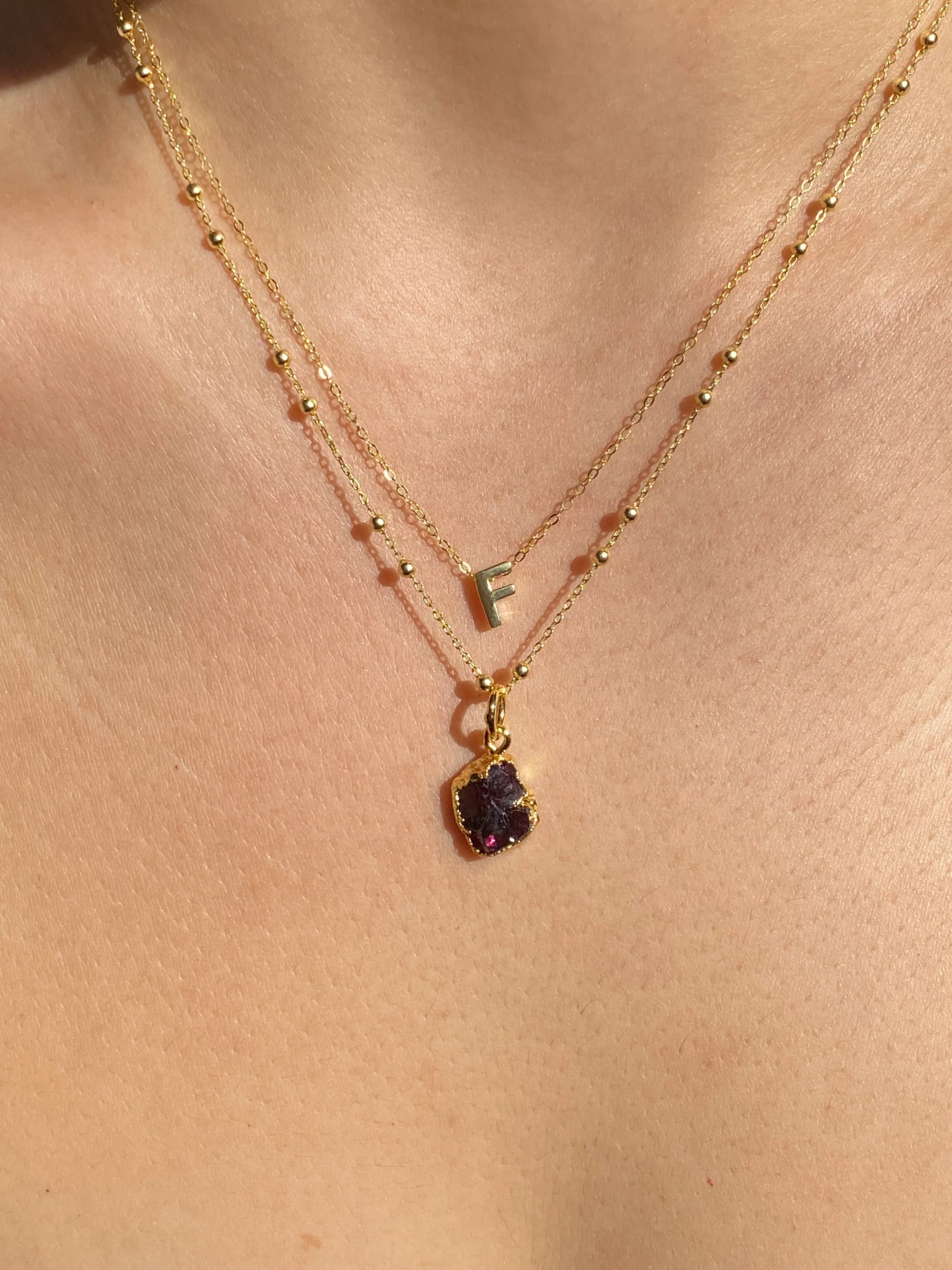 Initial & Garnet Necklace Set | January Birthstone - Image 6