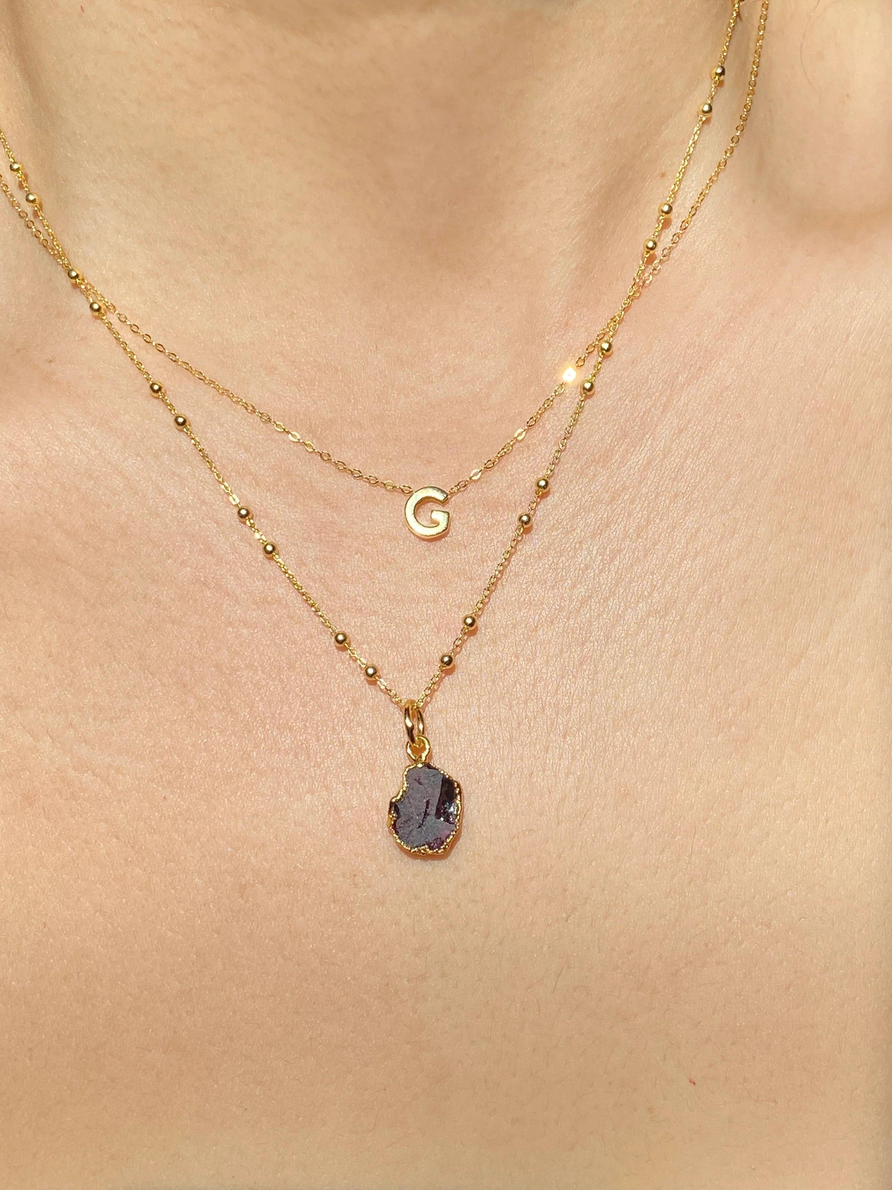 Initial & Garnet Necklace Set | January Birthstone - Image 7