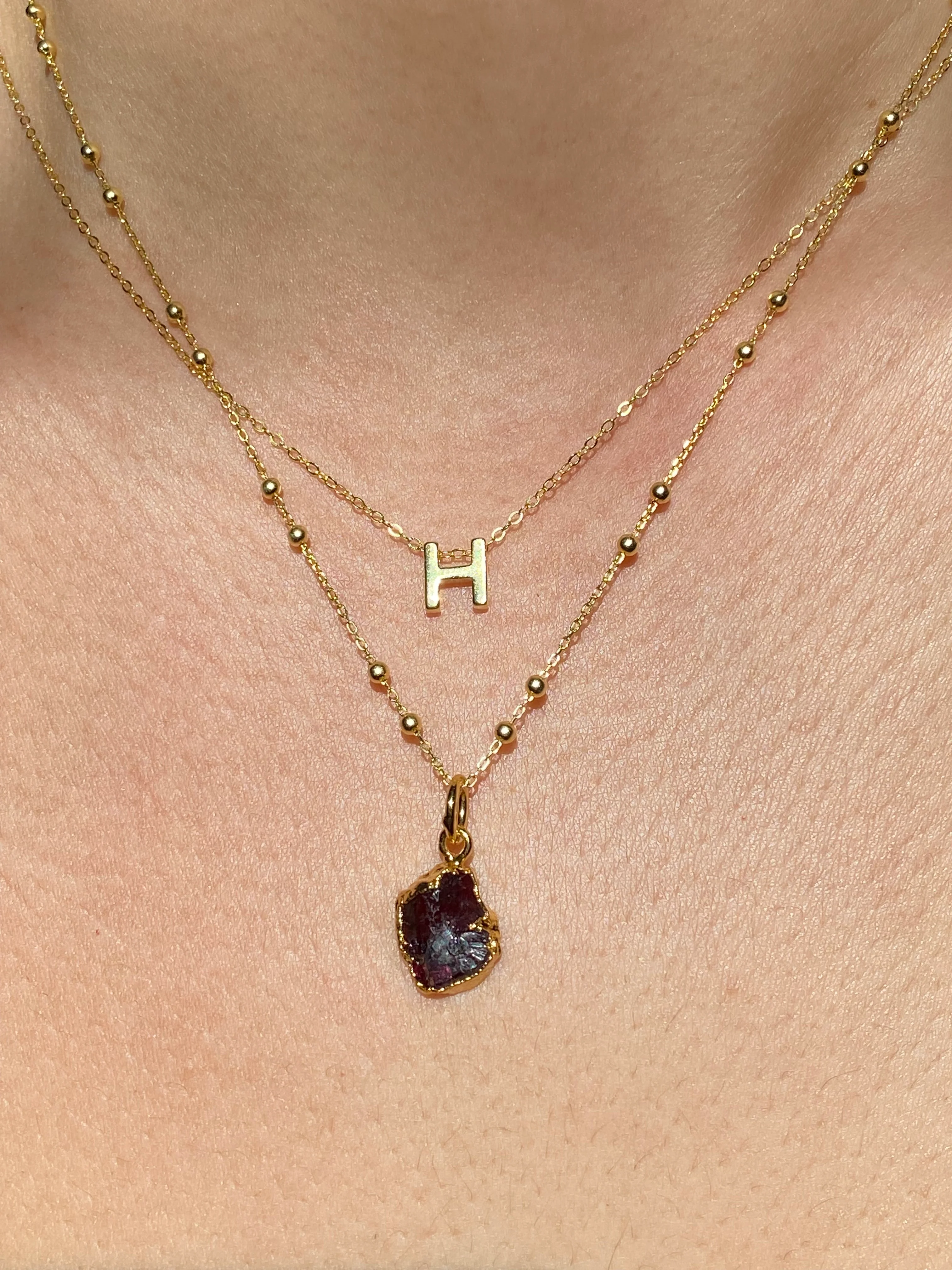 Initial & Garnet Necklace Set | January Birthstone - Image 8