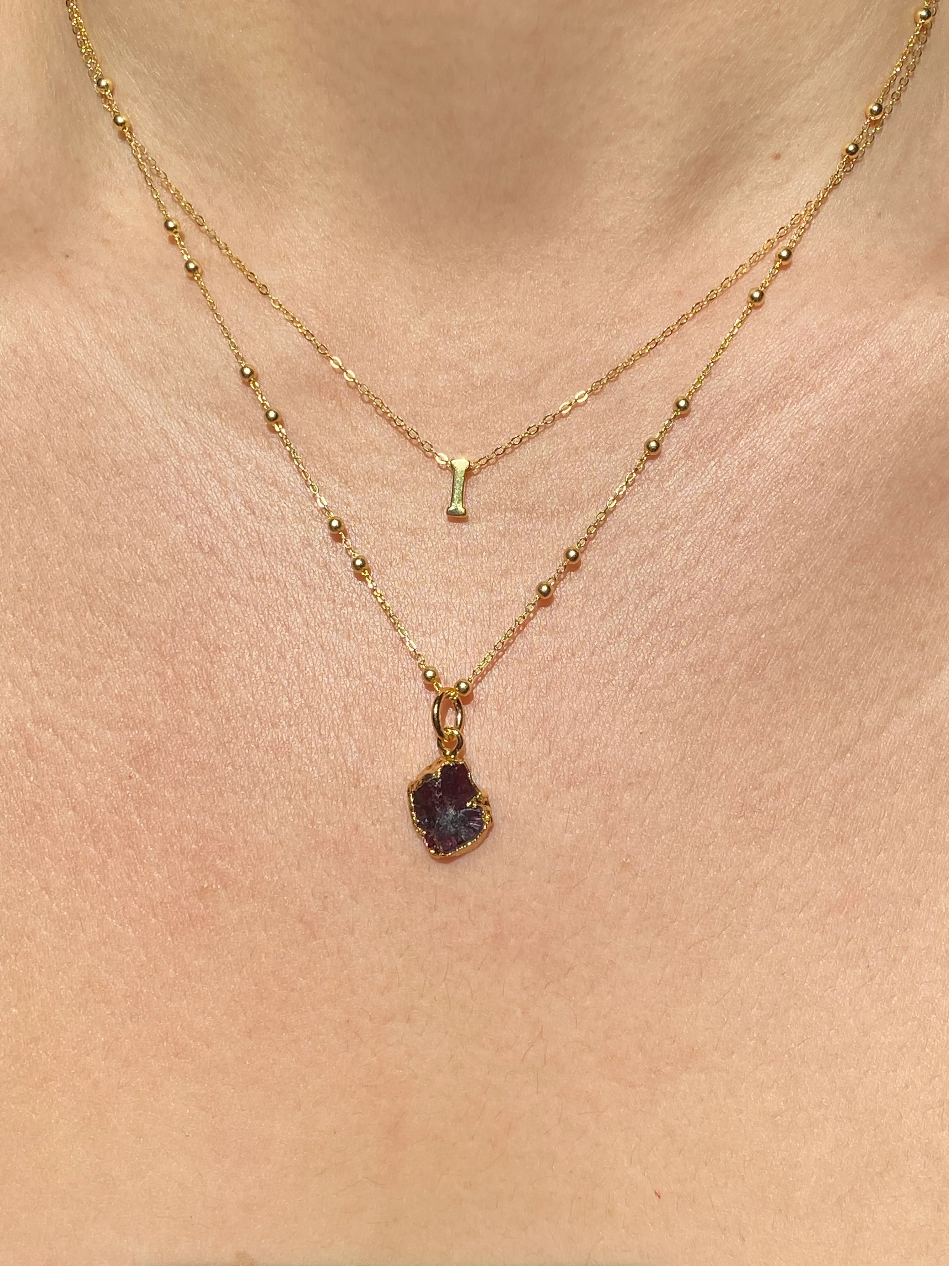 Initial & Garnet Necklace Set | January Birthstone - Image 9