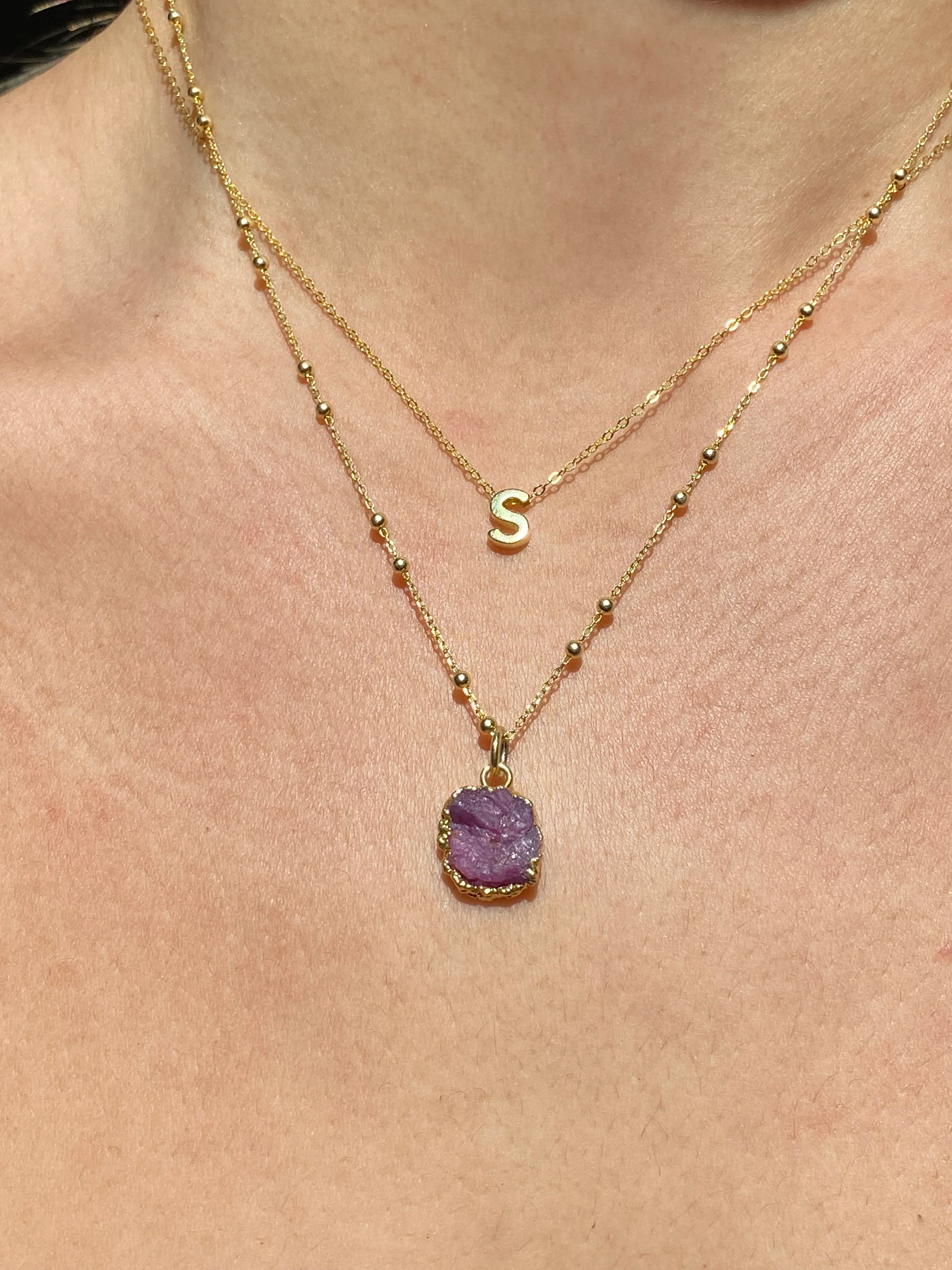 Initial & Ruby Necklace Set | July Birthstone - Image 17