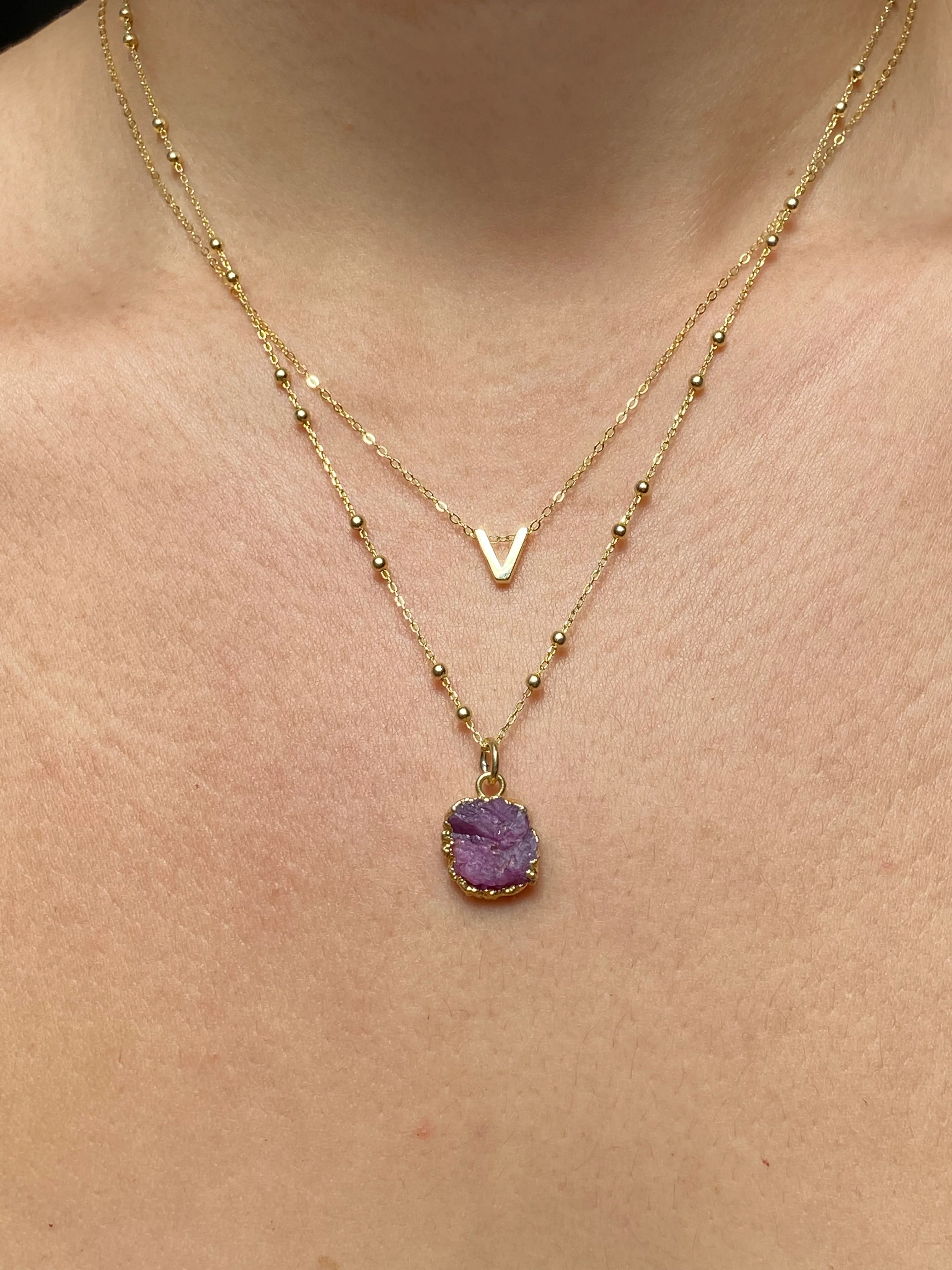 Initial & Ruby Necklace Set | July Birthstone - Image 20