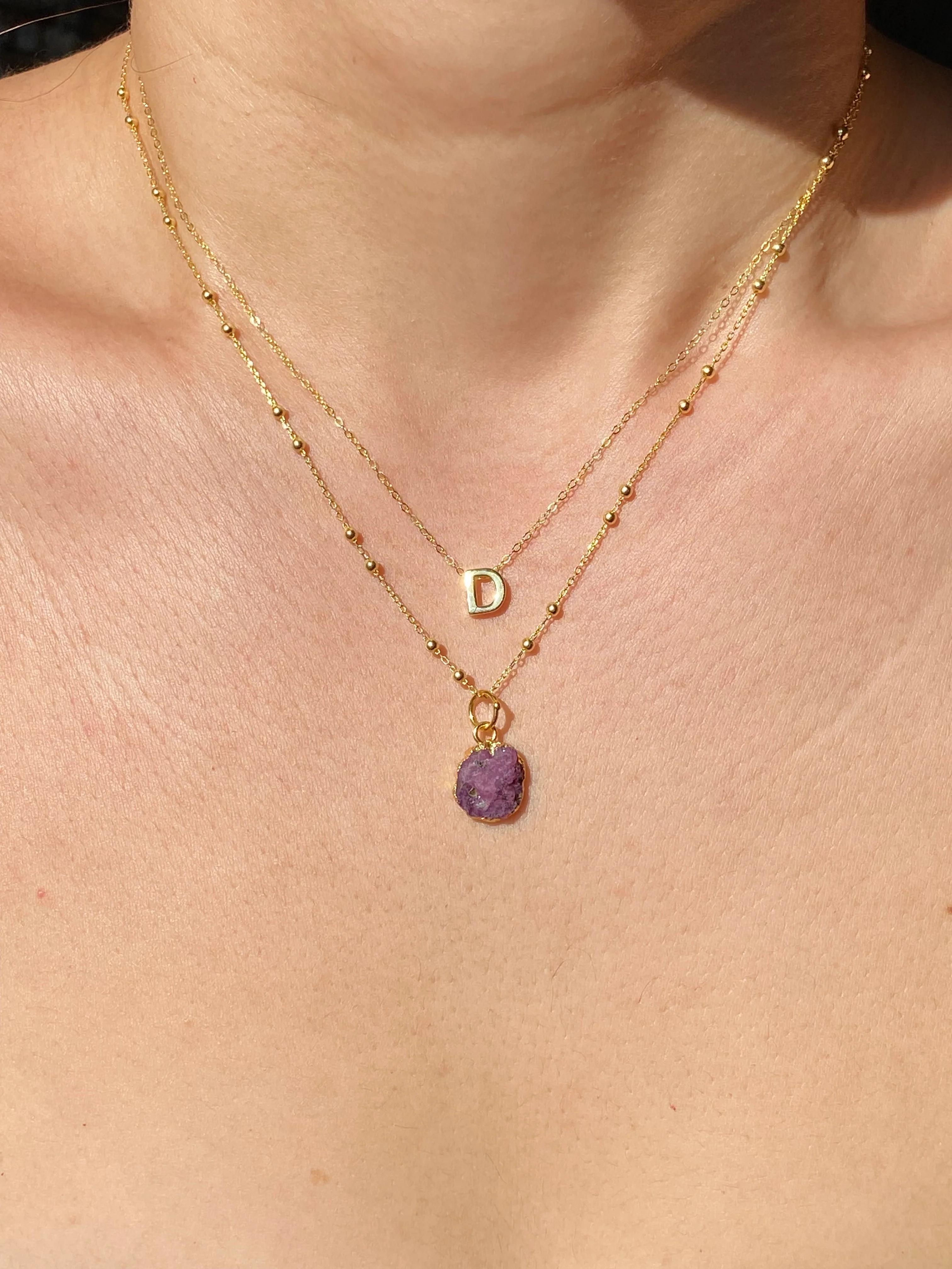 Initial & Ruby Necklace Set | July Birthstone - Image 3