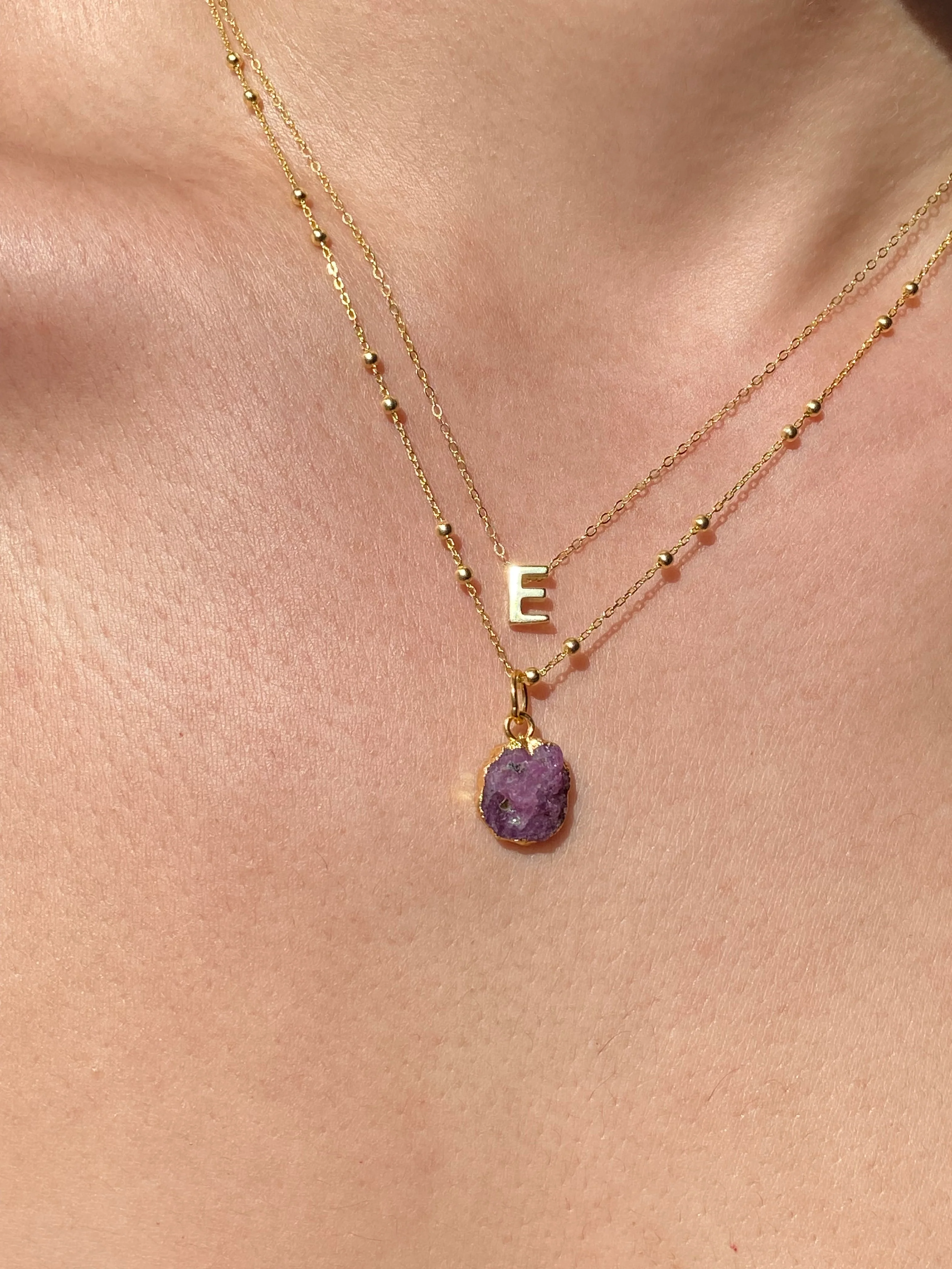 Initial & Ruby Necklace Set | July Birthstone - Image 4
