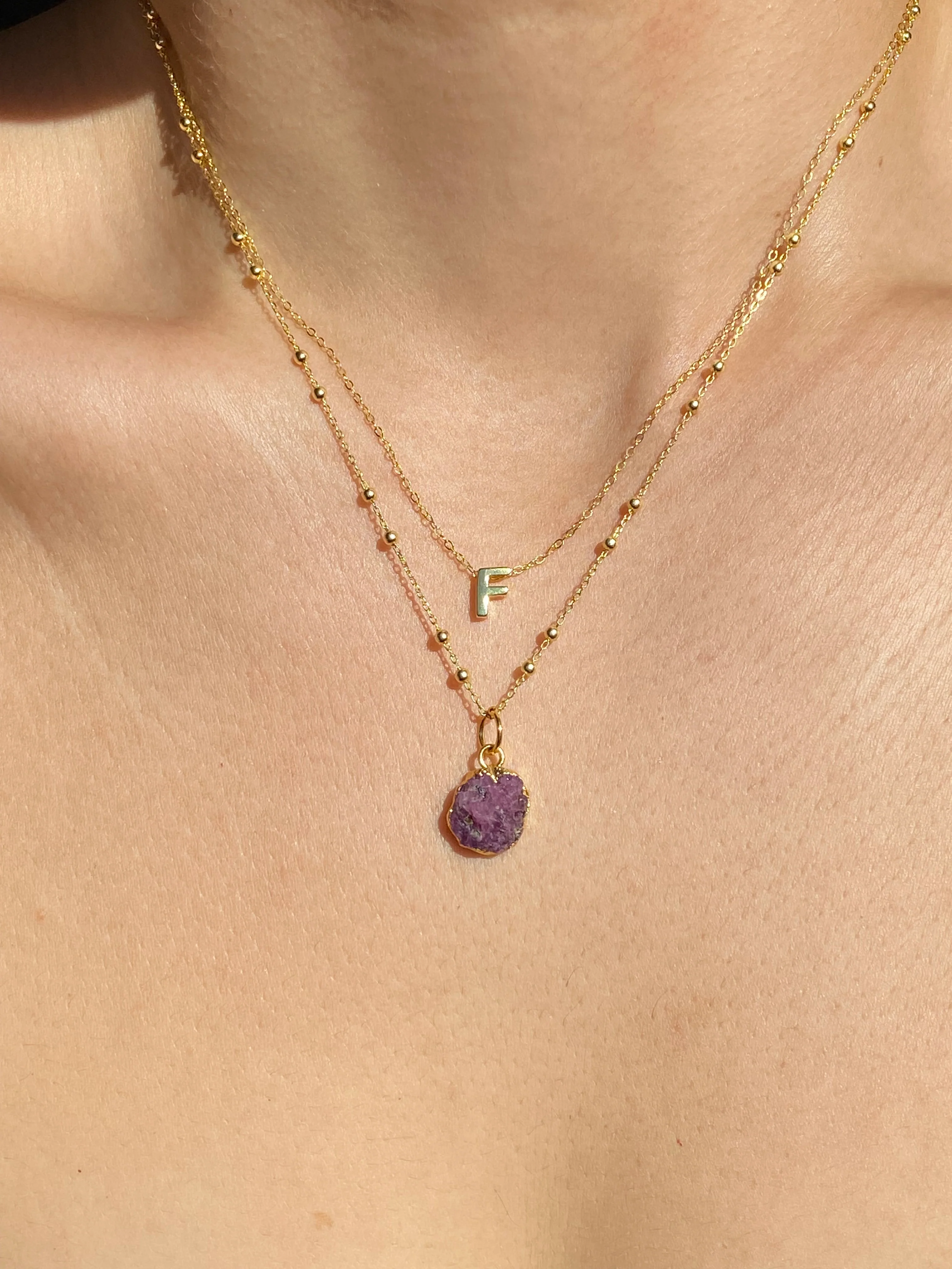 Initial & Ruby Necklace Set | July Birthstone - Image 5
