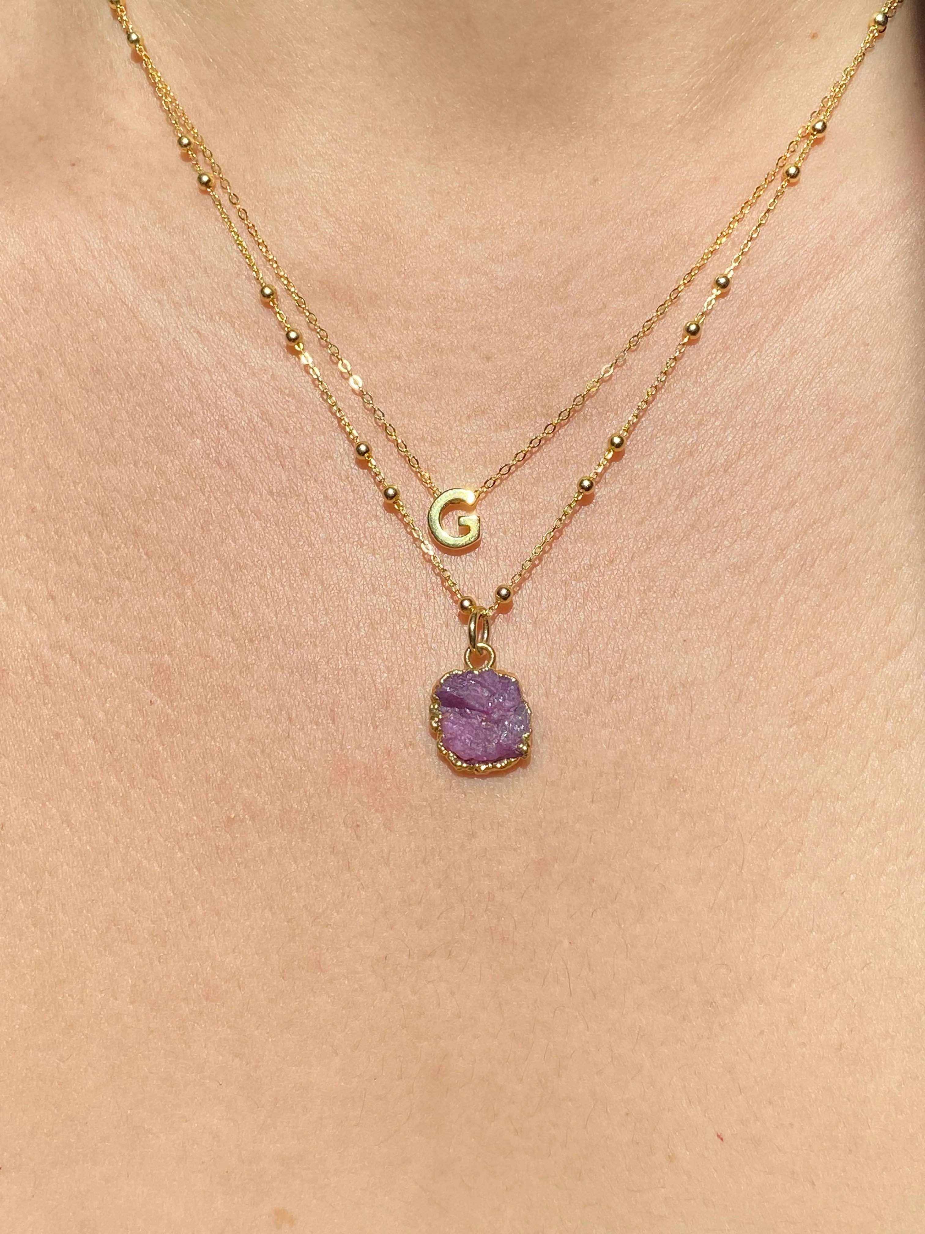 Initial & Ruby Necklace Set | July Birthstone - Image 6