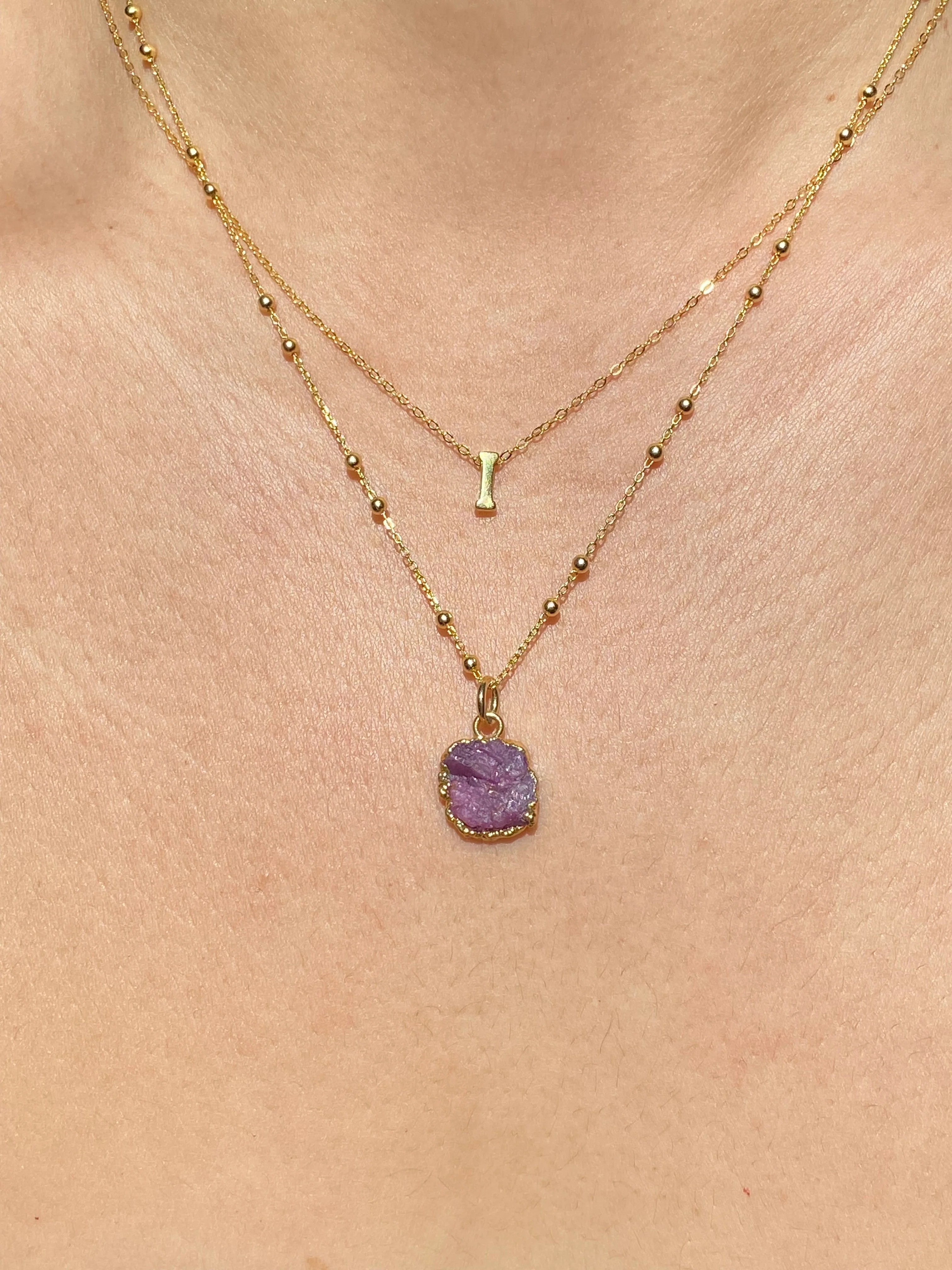 Initial & Ruby Necklace Set | July Birthstone - Image 8