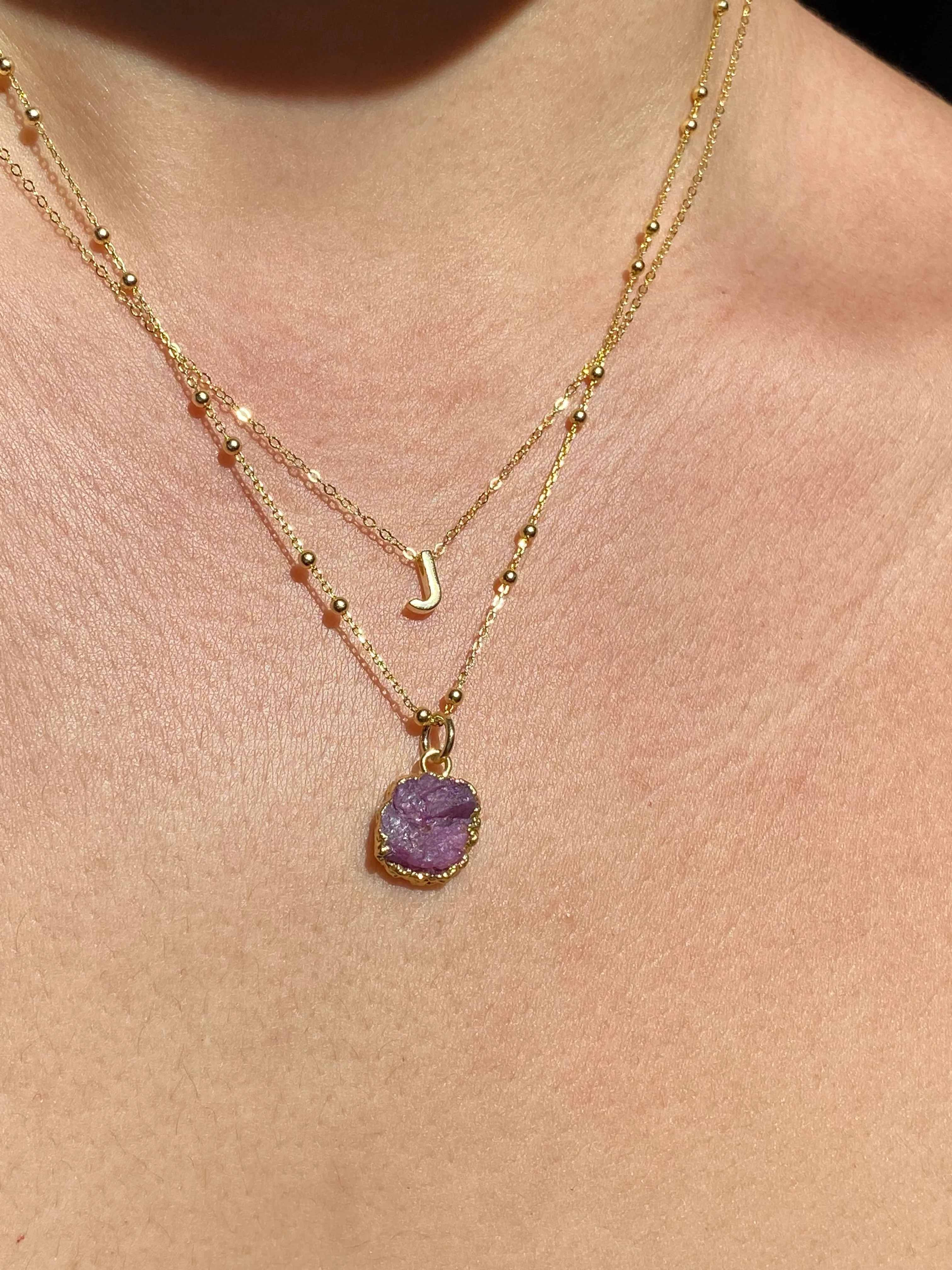 Initial & Ruby Necklace Set | July Birthstone - Image 9