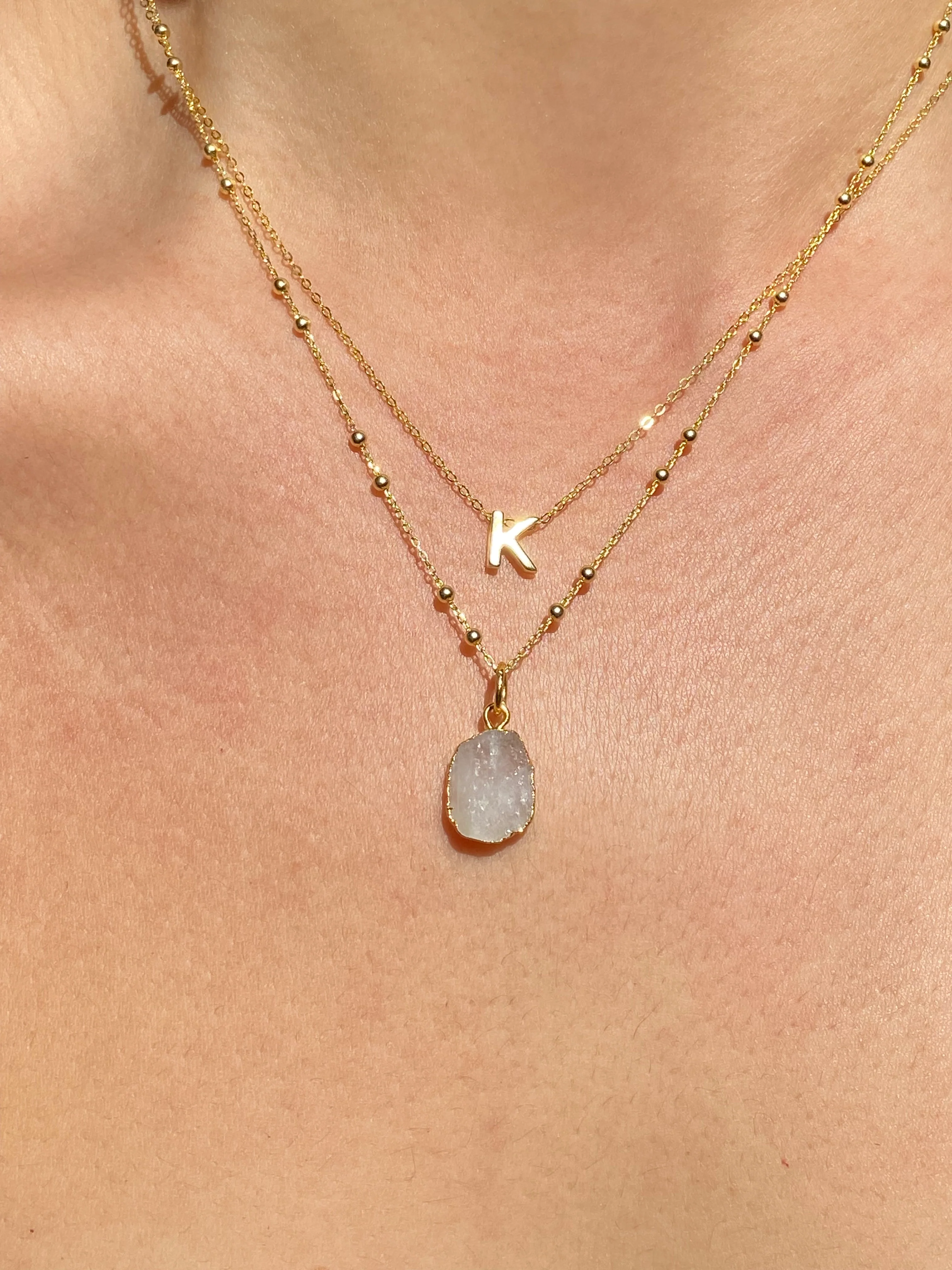 Initial & Moonstone Necklace Set | June Birthstone - Image 10
