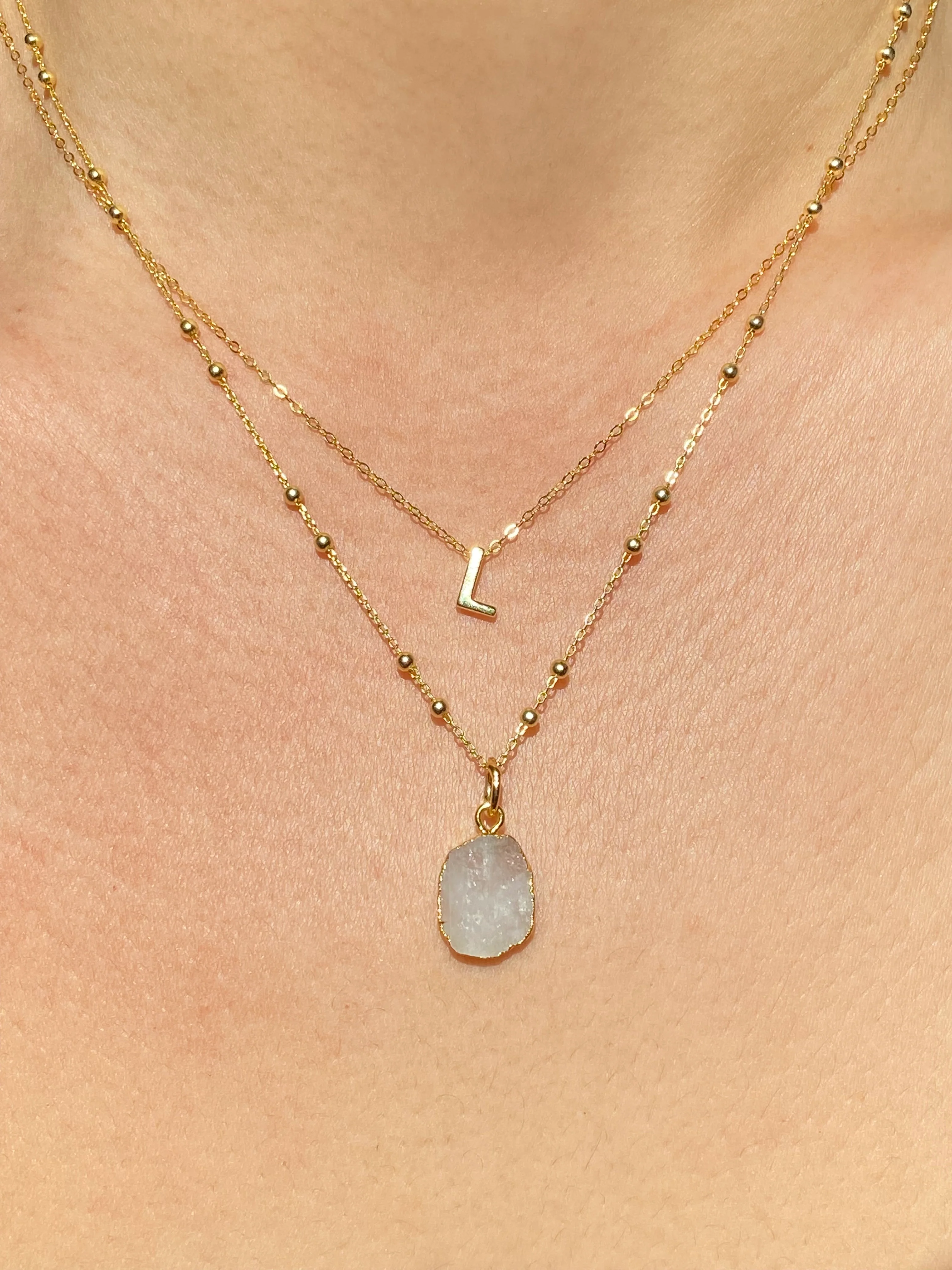 Initial & Moonstone Necklace Set | June Birthstone - Image 11