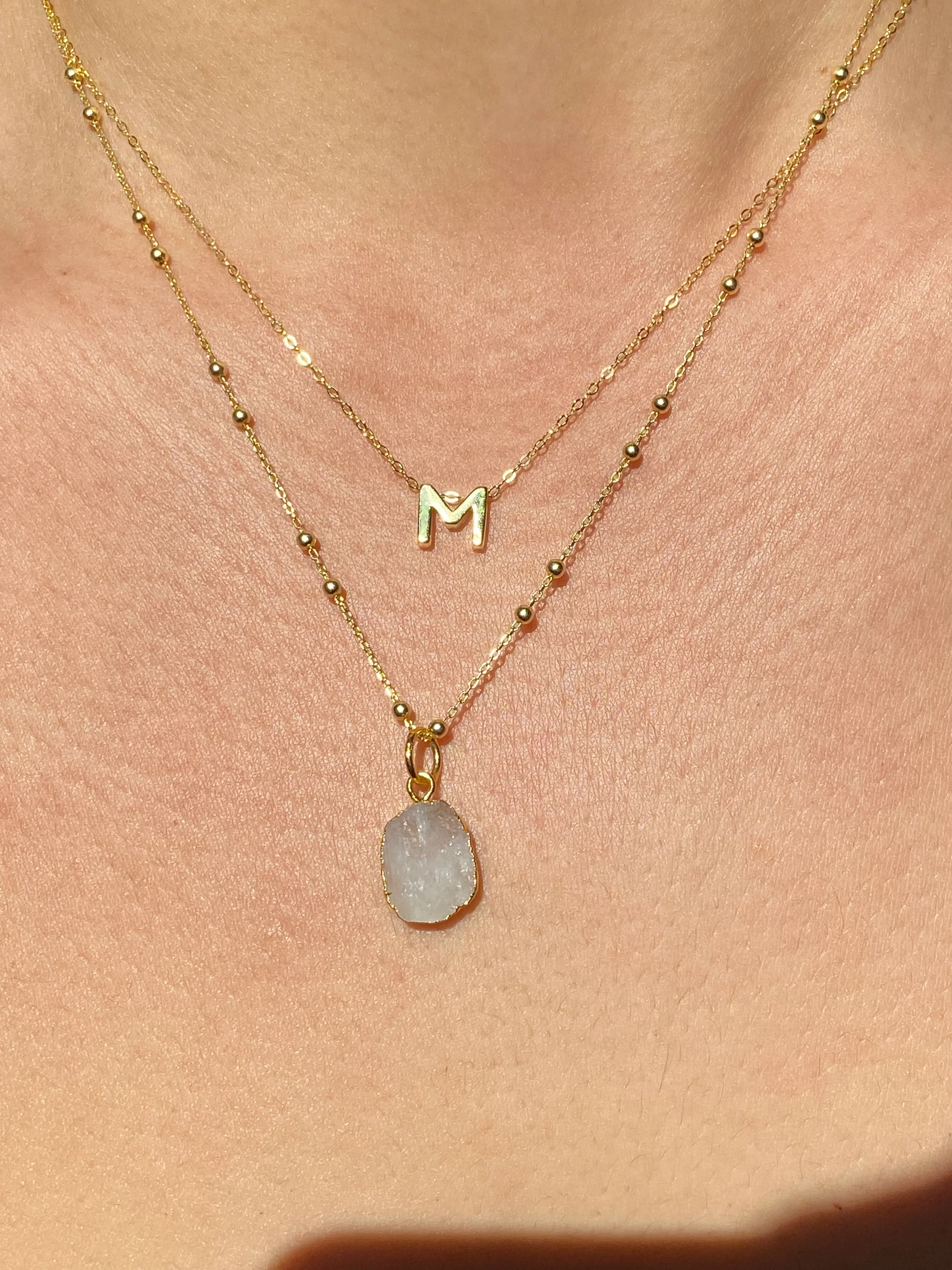 Initial & Moonstone Necklace Set | June Birthstone - Image 12