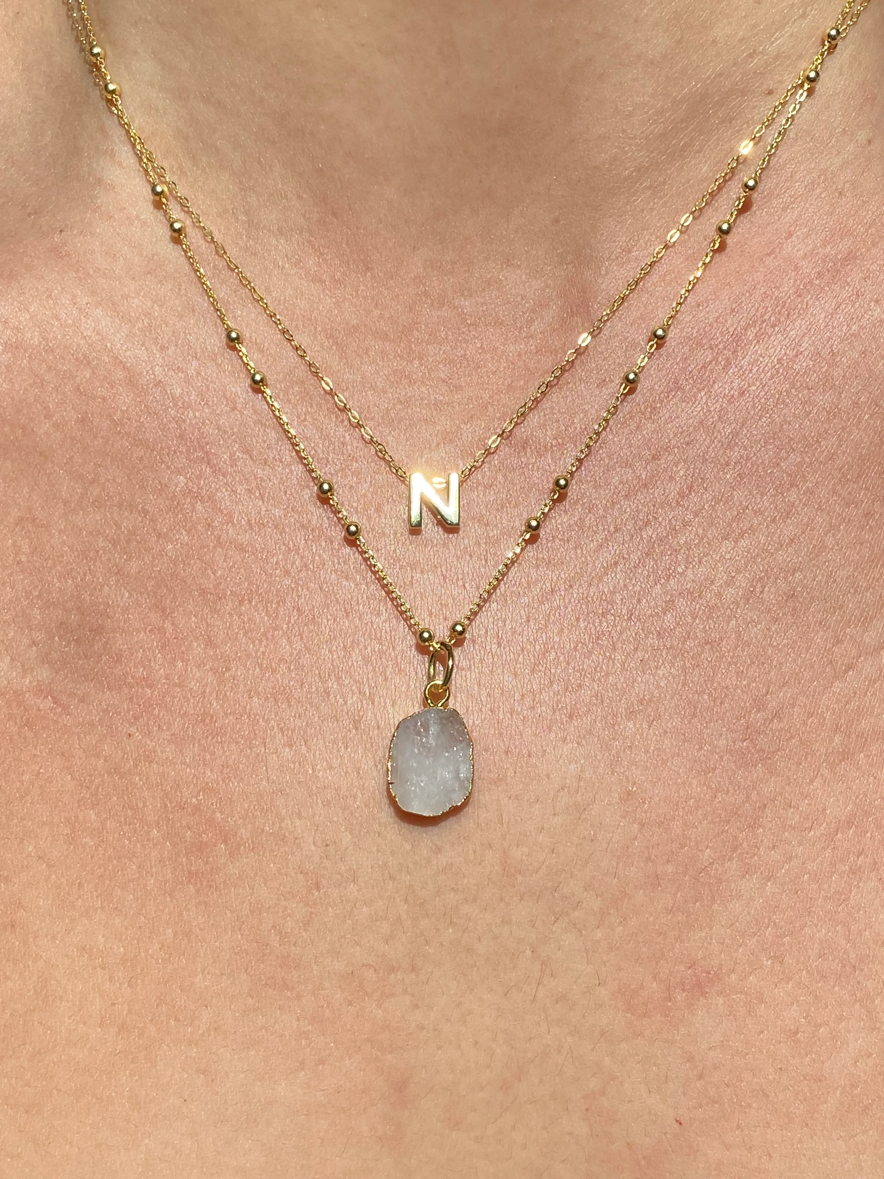 Initial & Moonstone Necklace Set | June Birthstone - Image 13