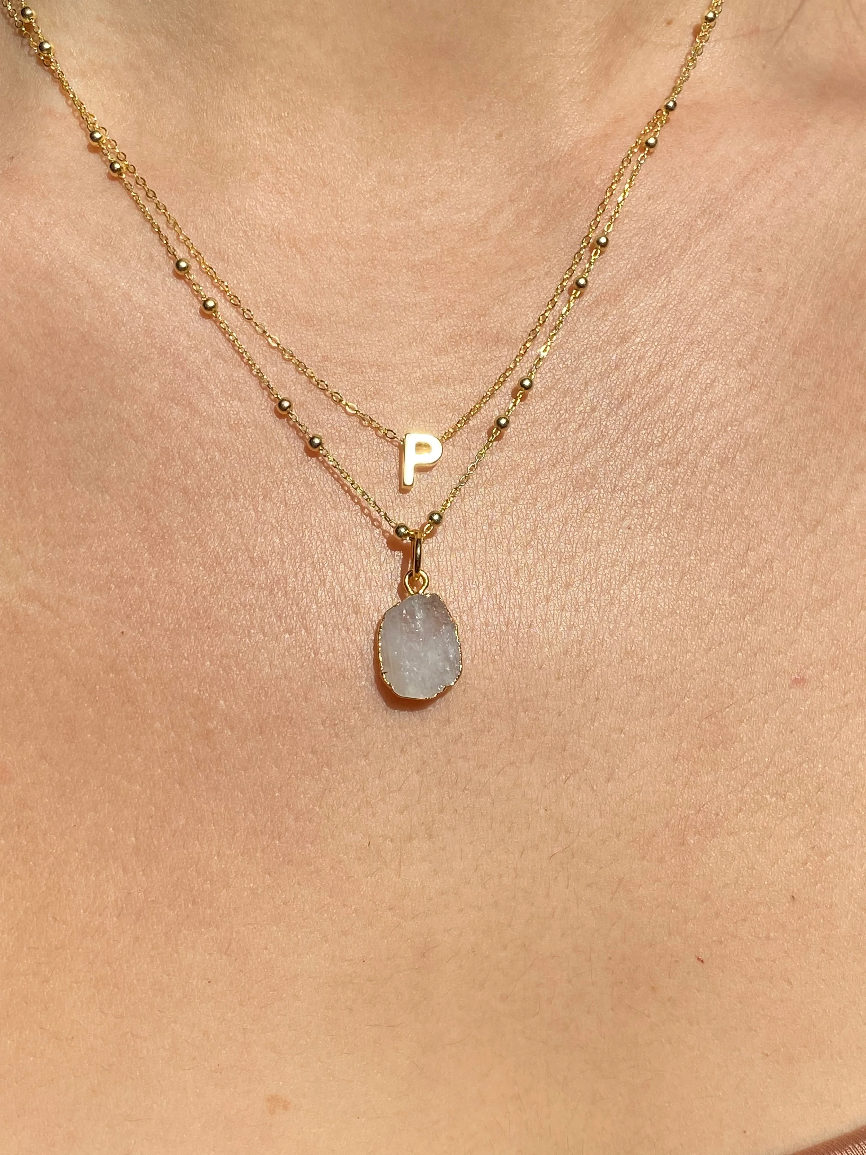Initial & Moonstone Necklace Set | June Birthstone - Image 15