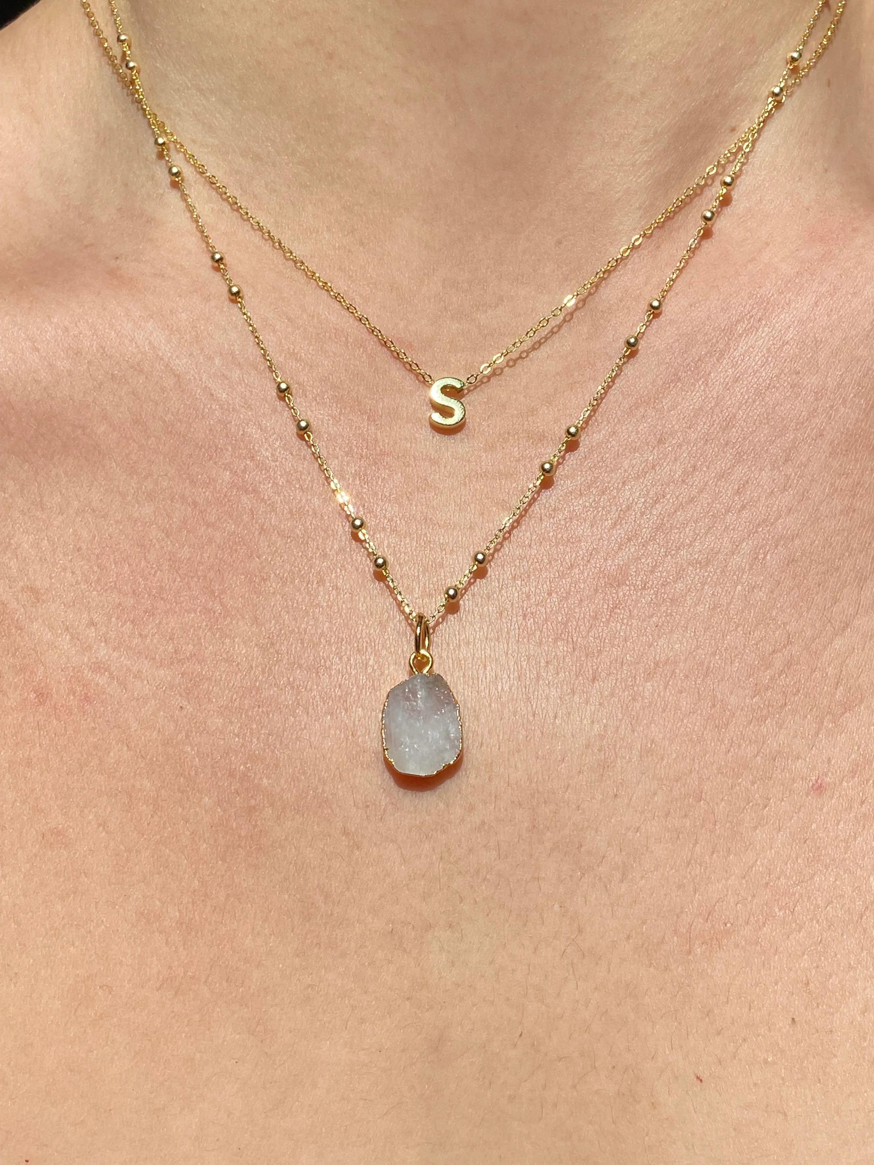 Initial & Moonstone Necklace Set | June Birthstone - Image 18