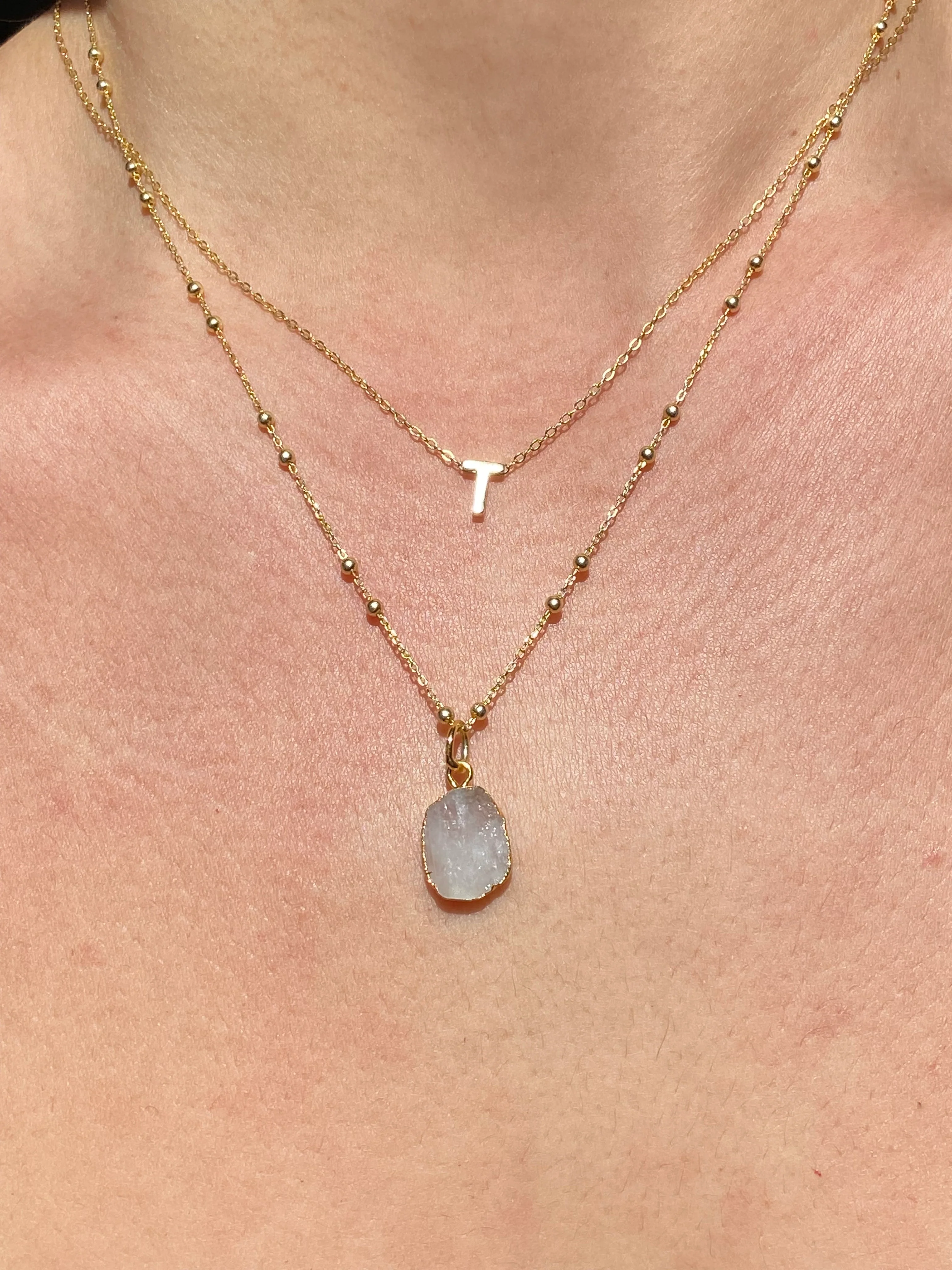 Initial & Moonstone Necklace Set | June Birthstone - Image 19