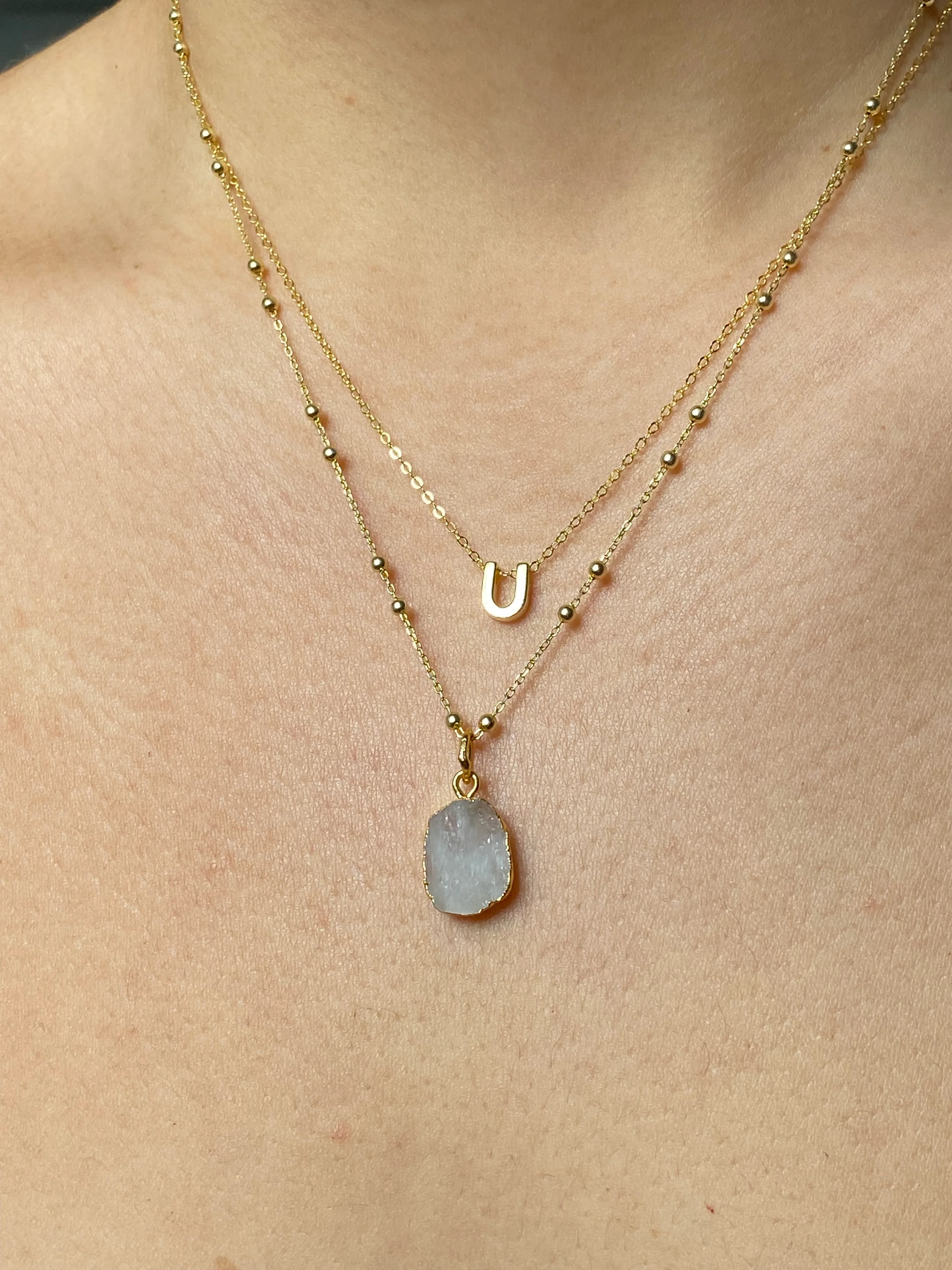 Initial & Moonstone Necklace Set | June Birthstone - Image 20