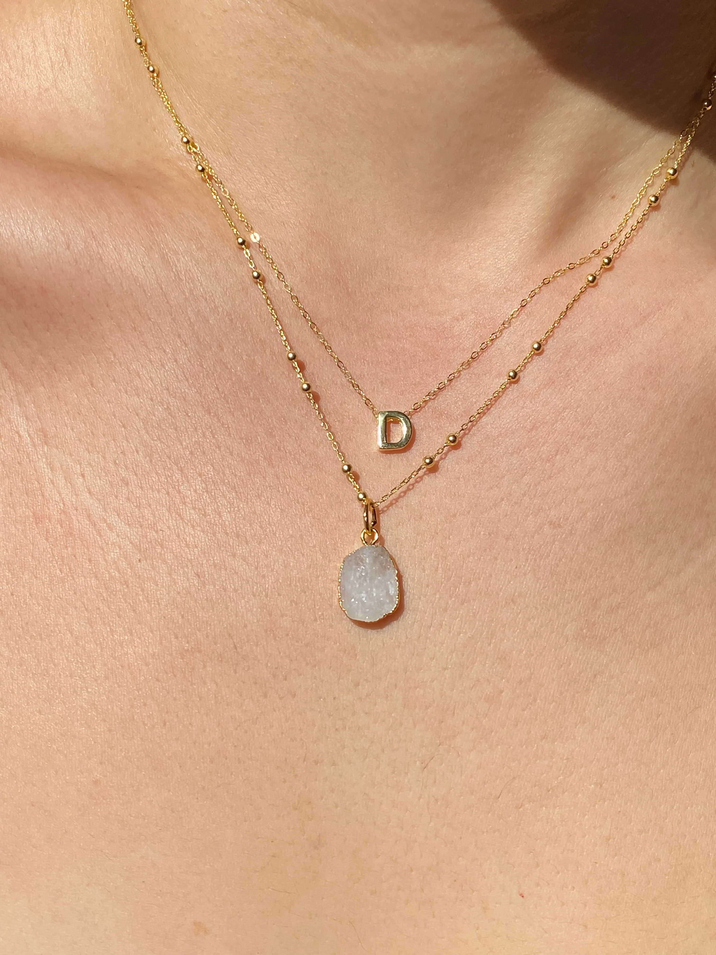 Initial & Moonstone Necklace Set | June Birthstone - Image 3