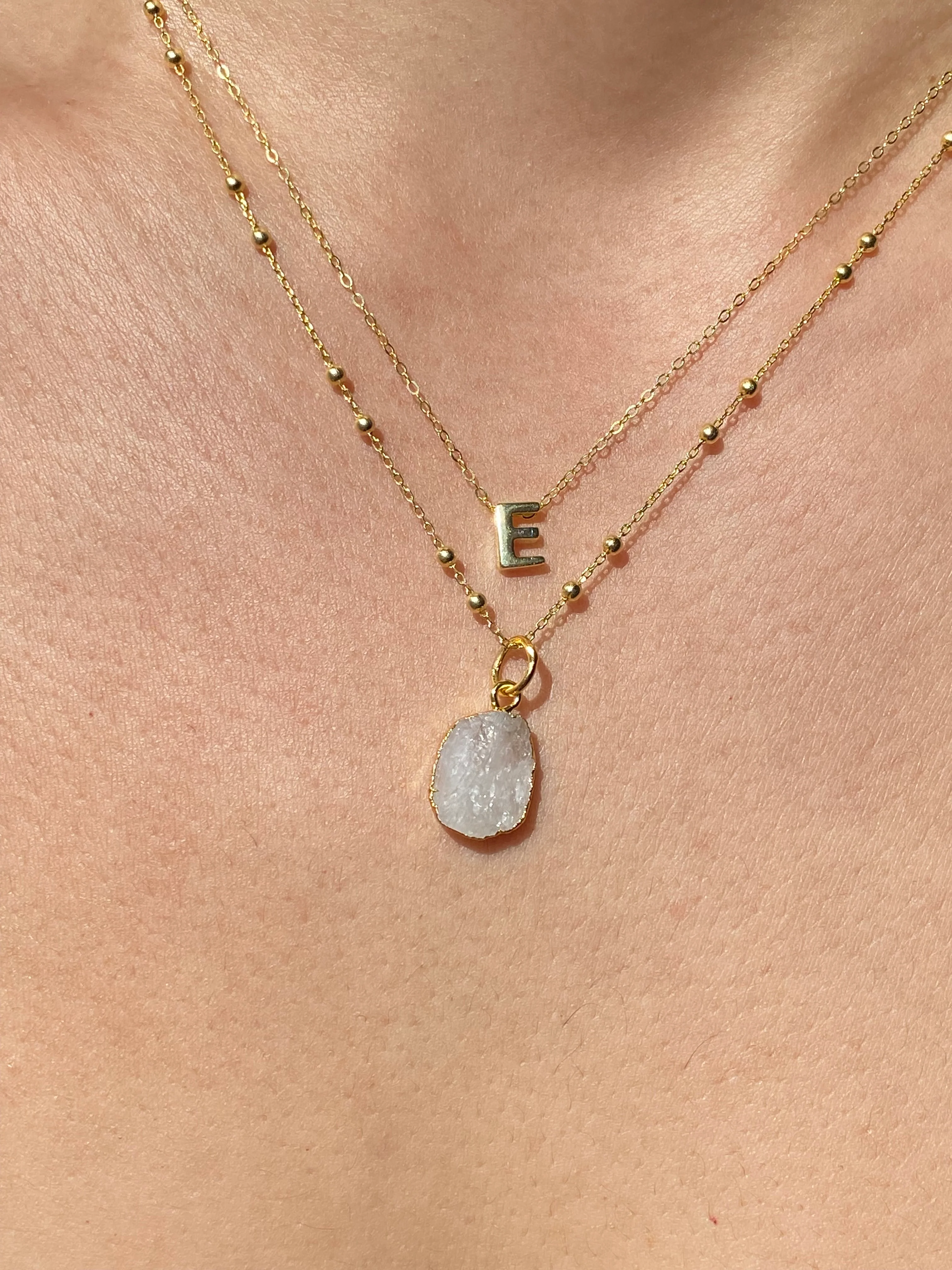 Initial & Moonstone Necklace Set | June Birthstone - Image 4