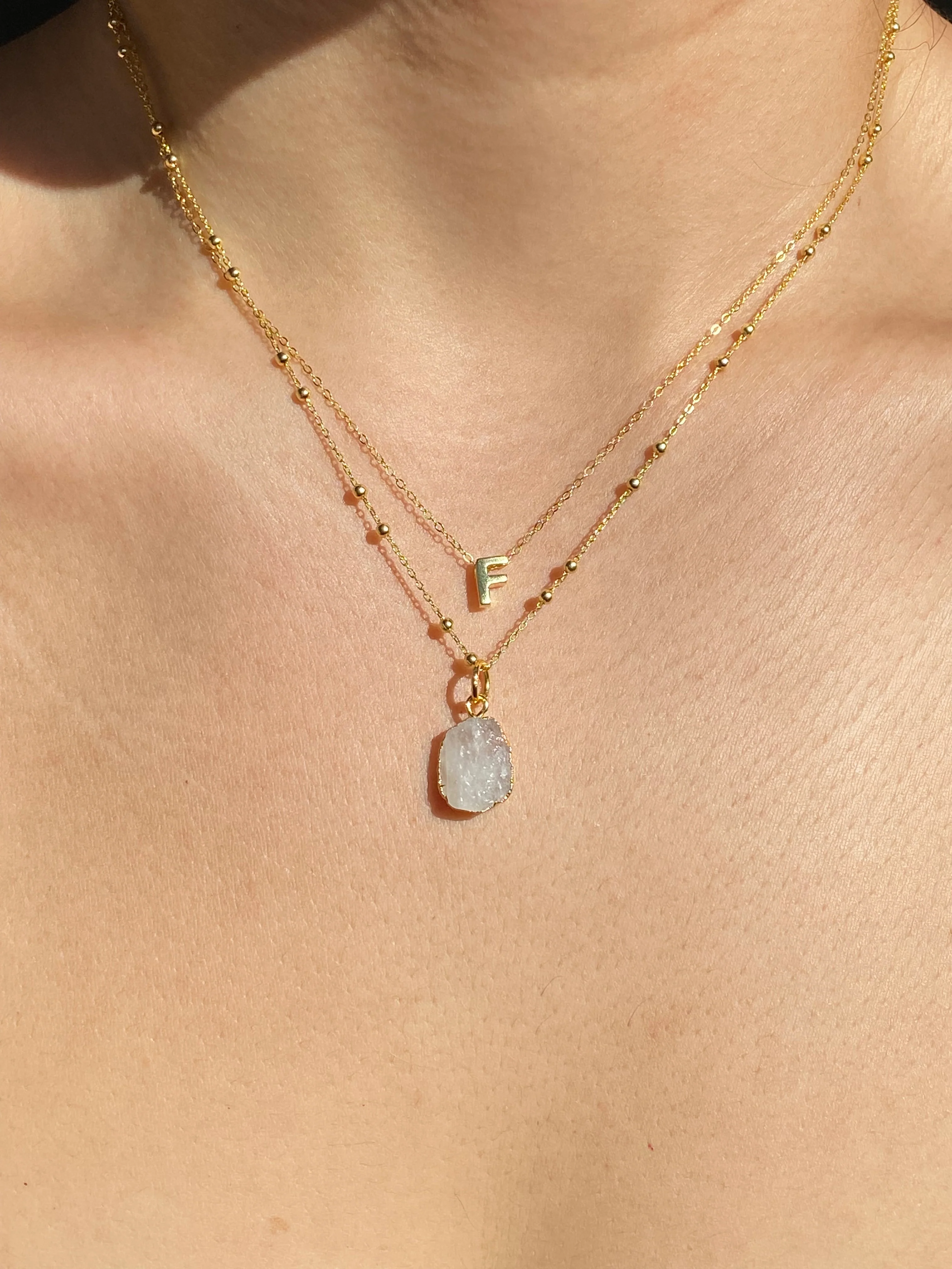 Initial & Moonstone Necklace Set | June Birthstone - Image 5