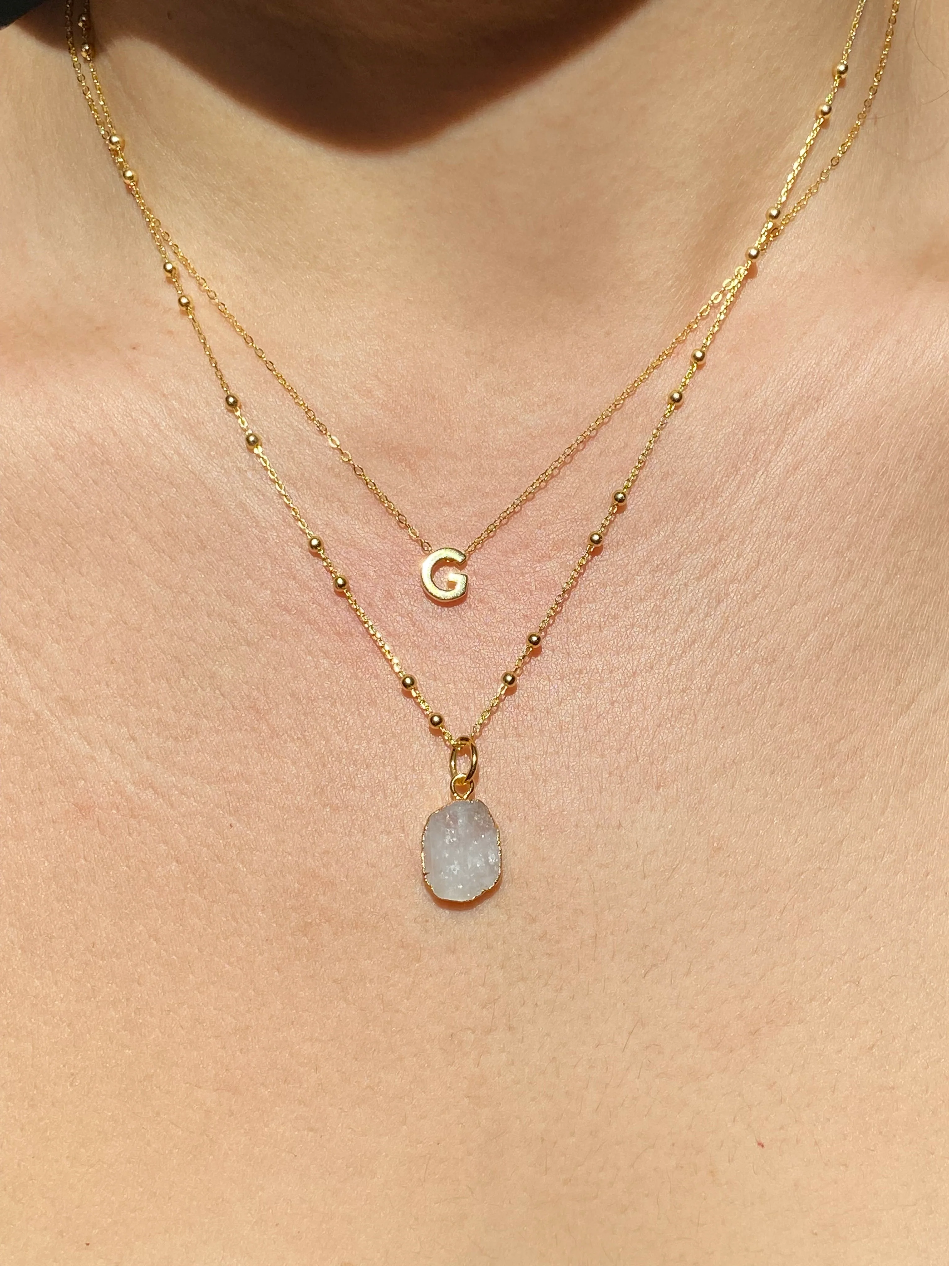 Initial & Moonstone Necklace Set | June Birthstone - Image 6