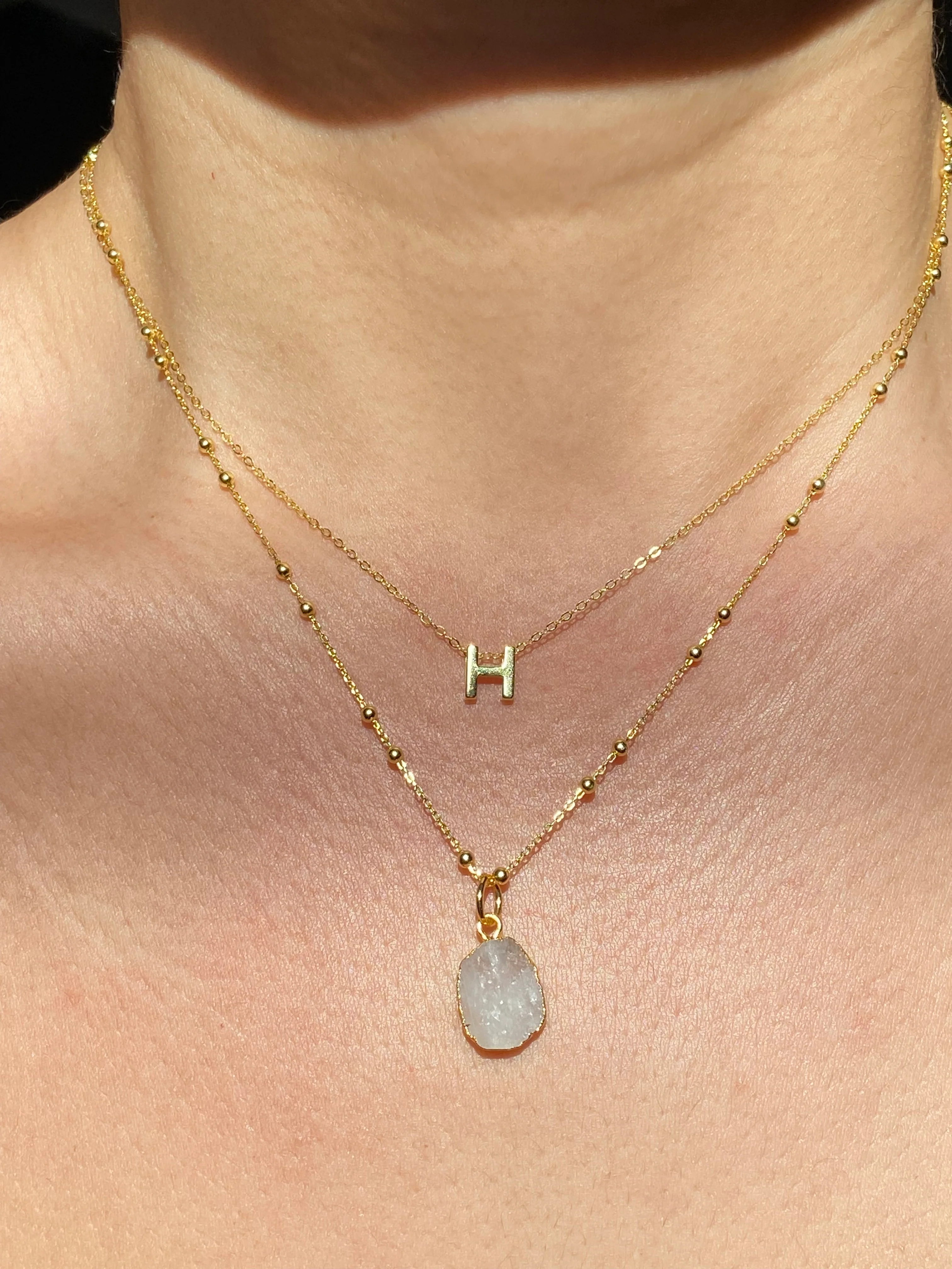 Initial & Moonstone Necklace Set | June Birthstone - Image 7