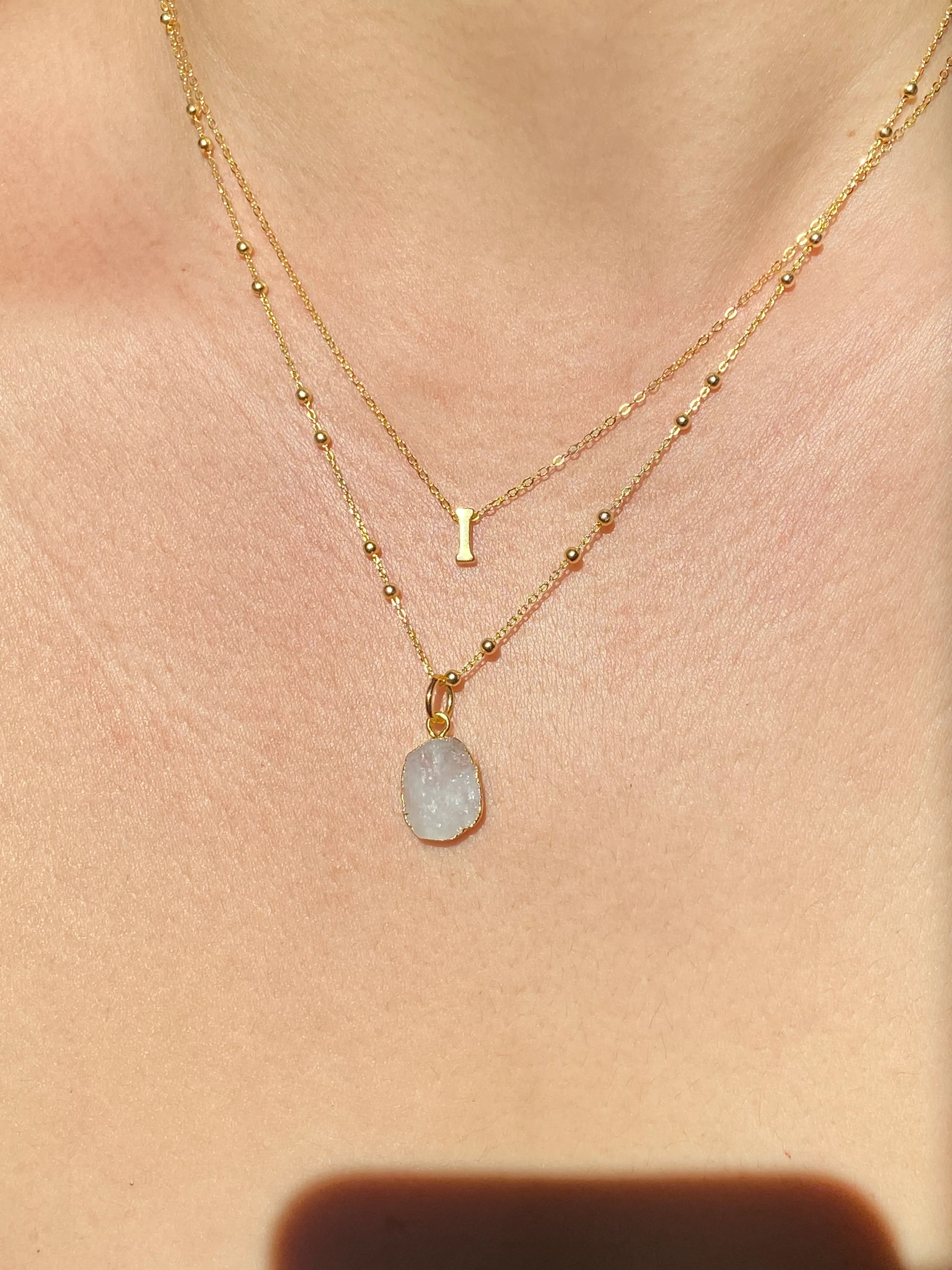 Initial & Moonstone Necklace Set | June Birthstone - Image 8