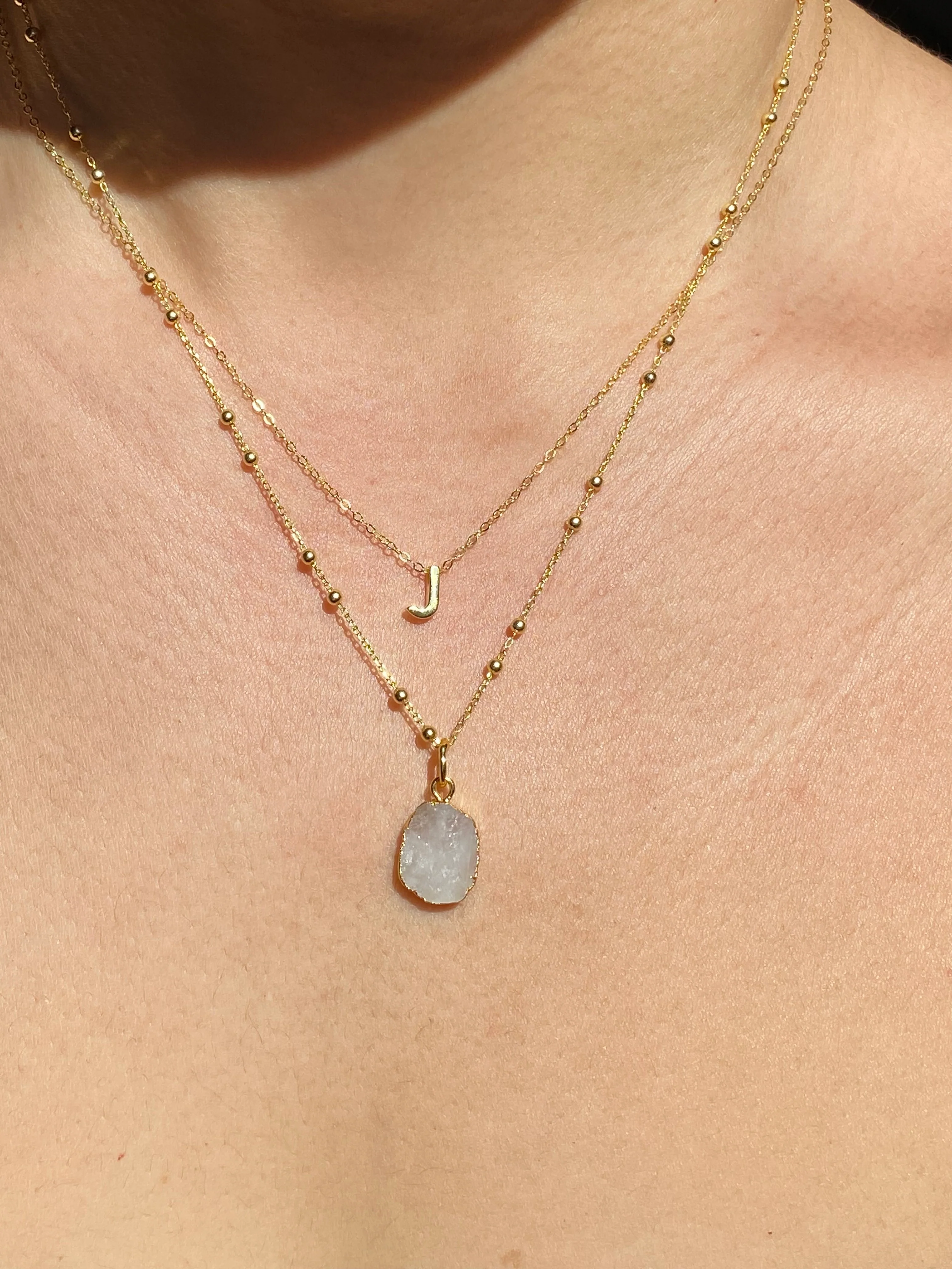 Initial & Moonstone Necklace Set | June Birthstone - Image 9