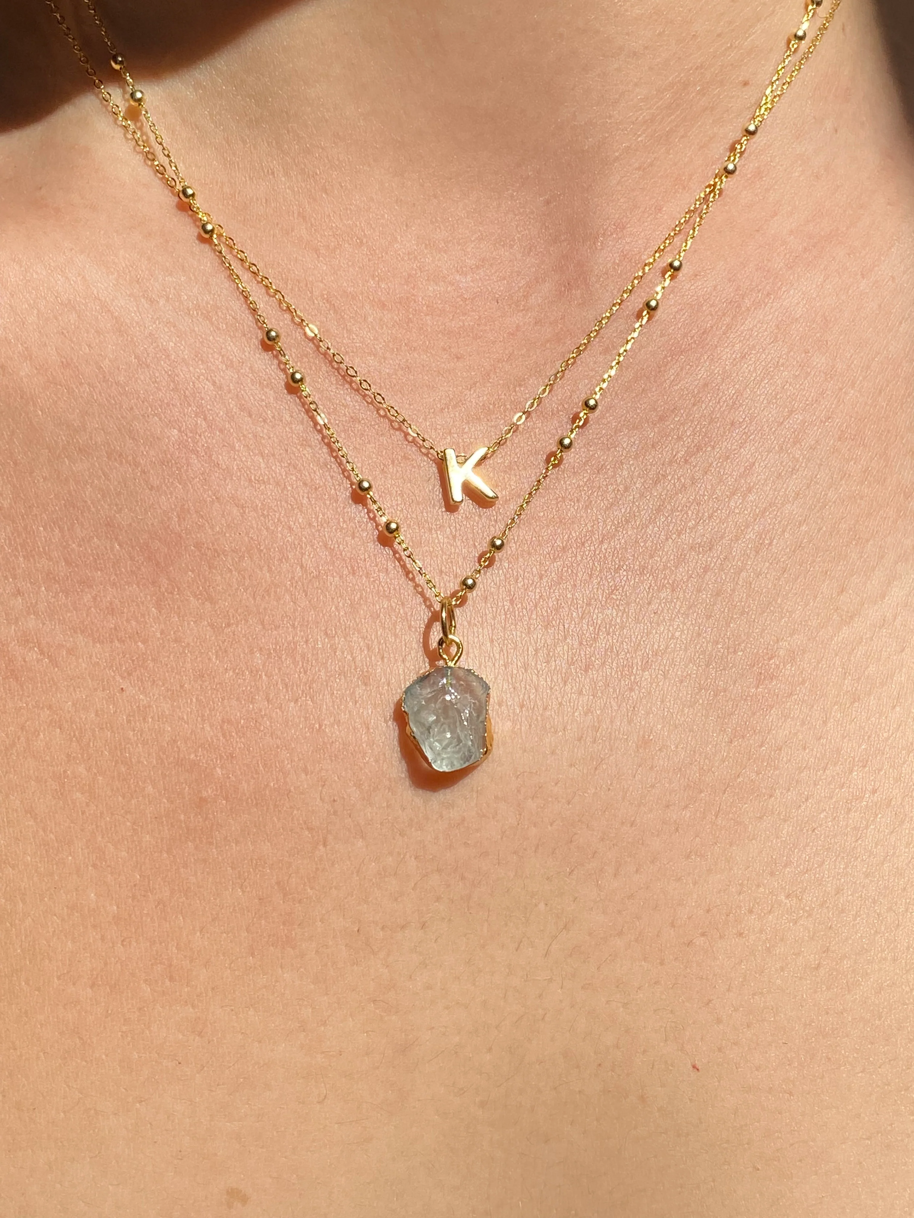Initial & Aquamarine Necklace Set | March Birthstone - Image 11