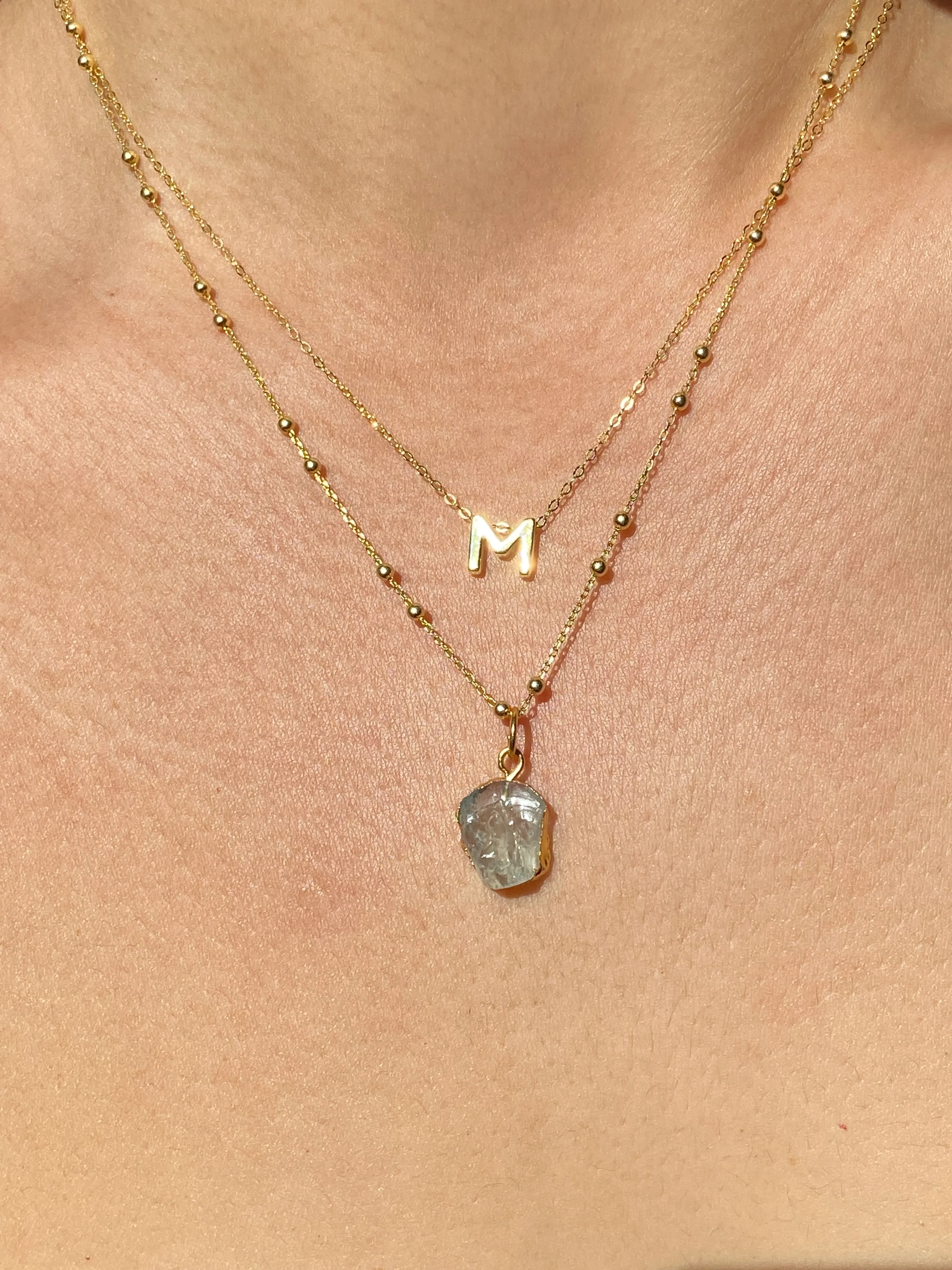 Initial & Aquamarine Necklace Set | March Birthstone - Image 12