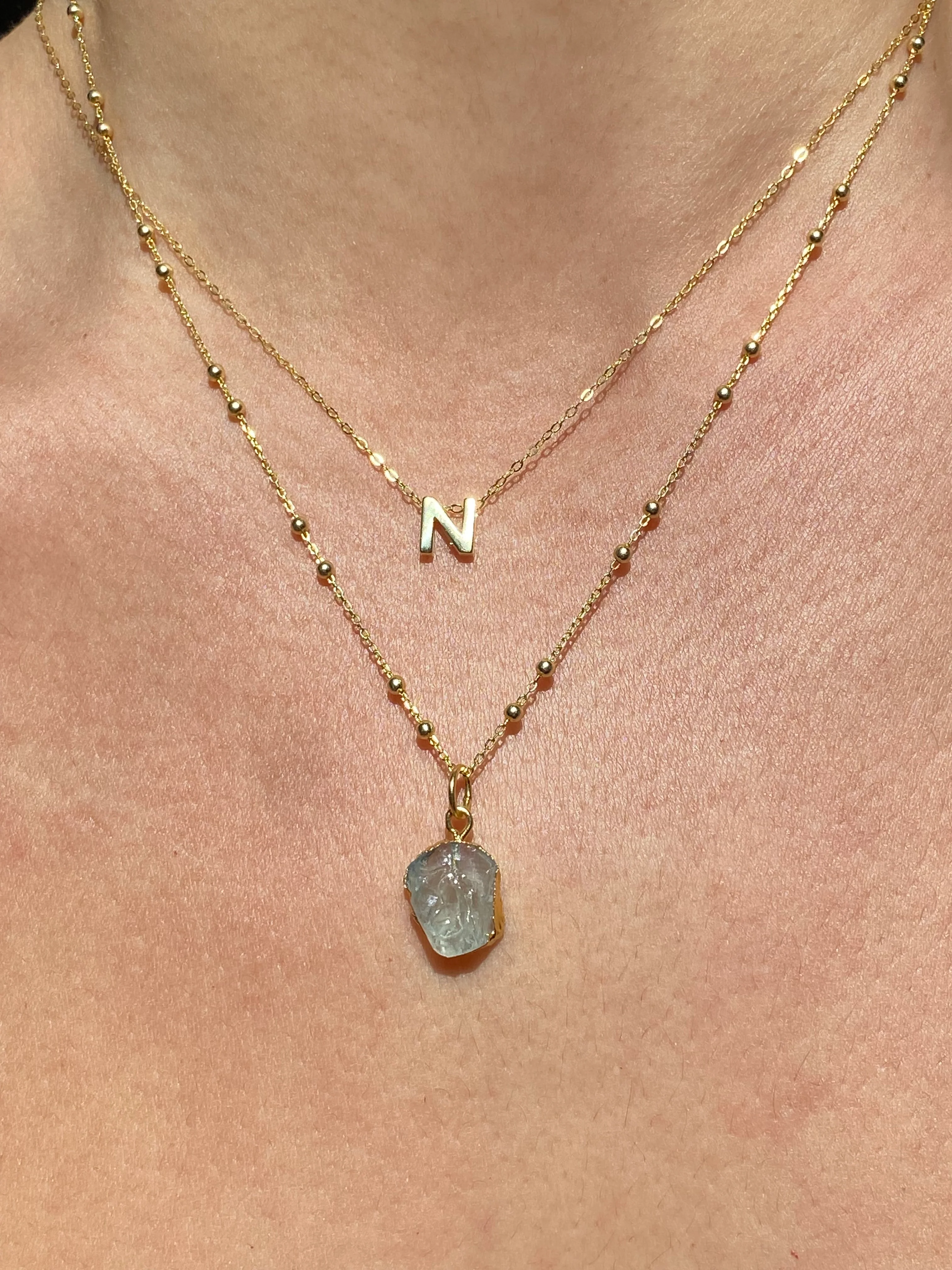 Initial & Aquamarine Necklace Set | March Birthstone - Image 13