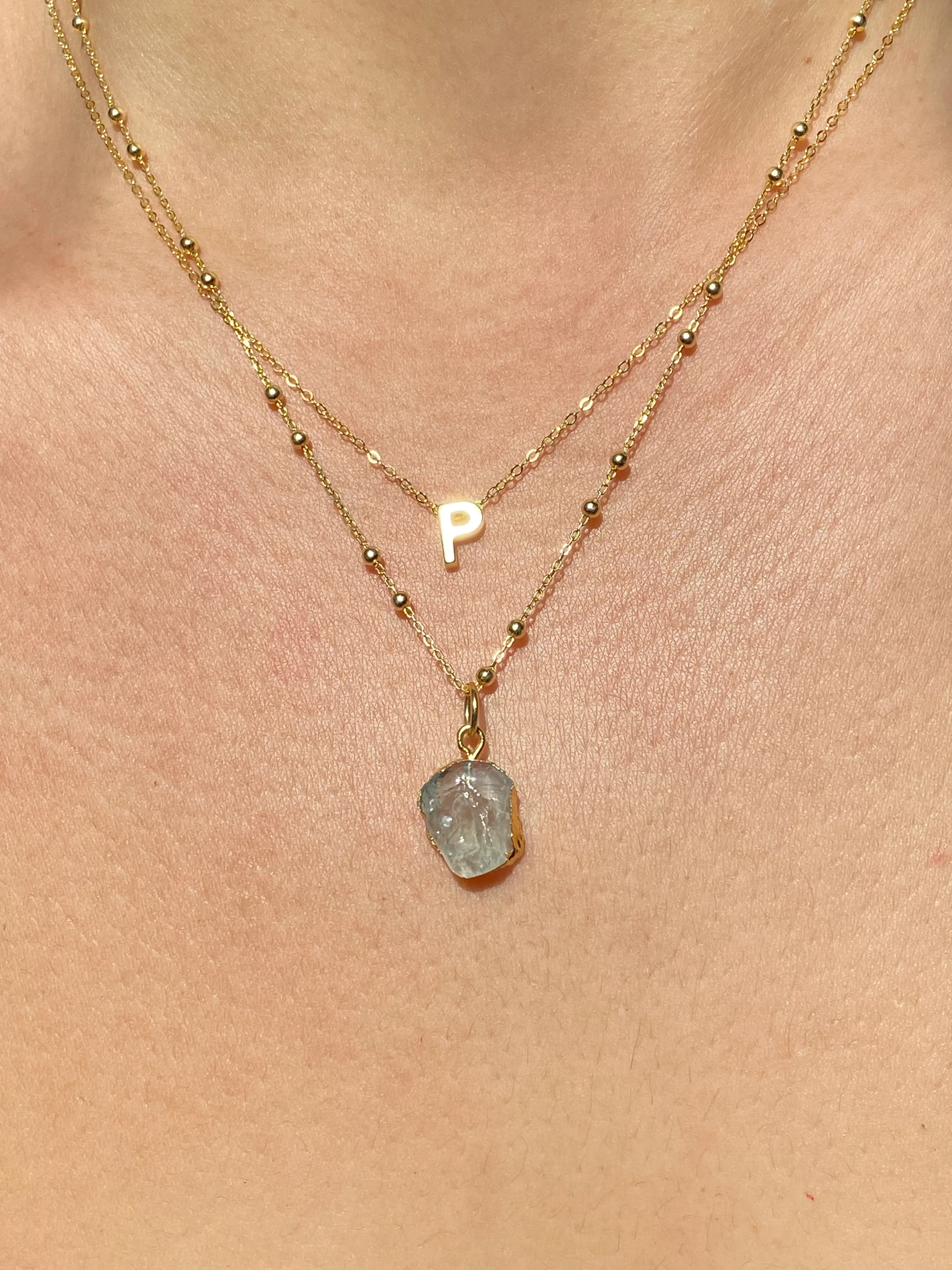 Initial & Aquamarine Necklace Set | March Birthstone - Image 15