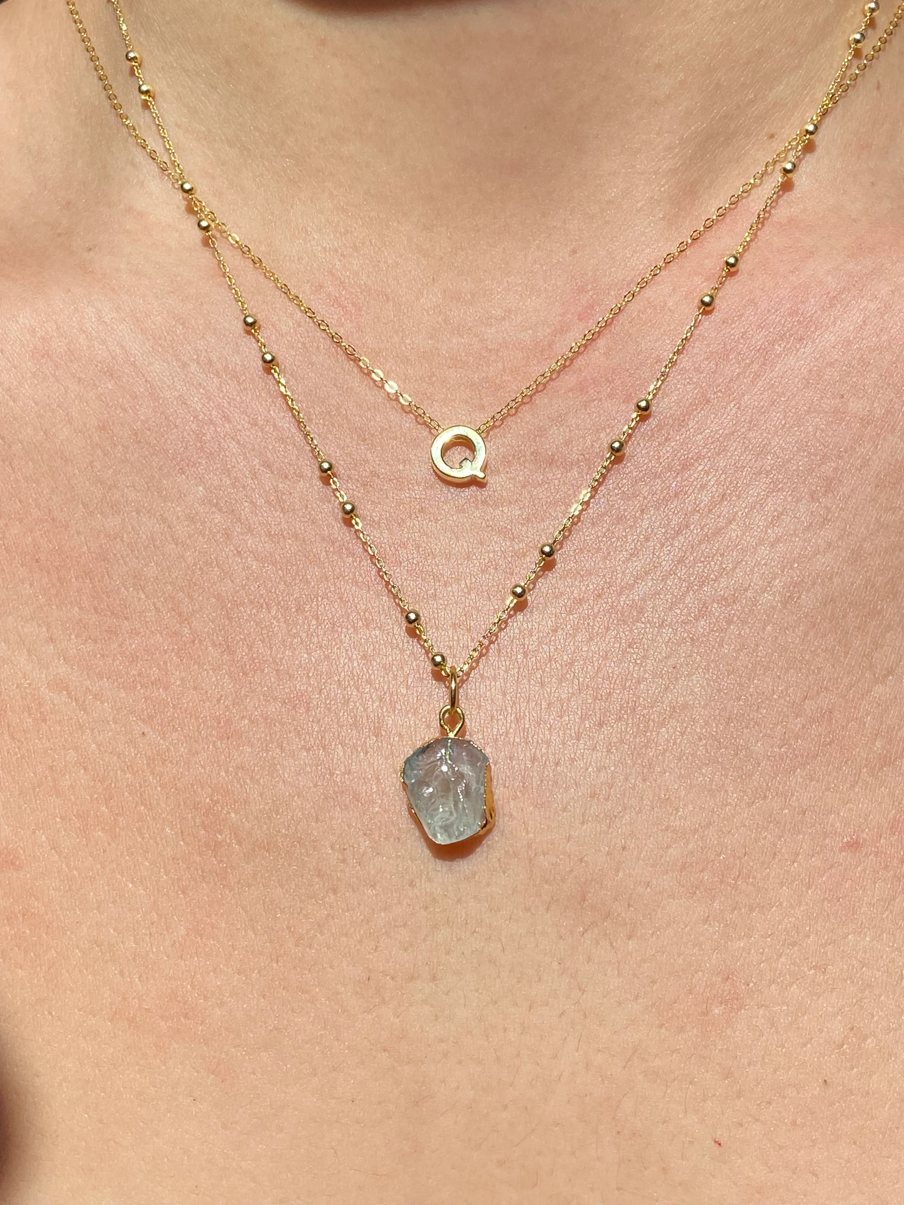 Initial & Aquamarine Necklace Set | March Birthstone - Image 16