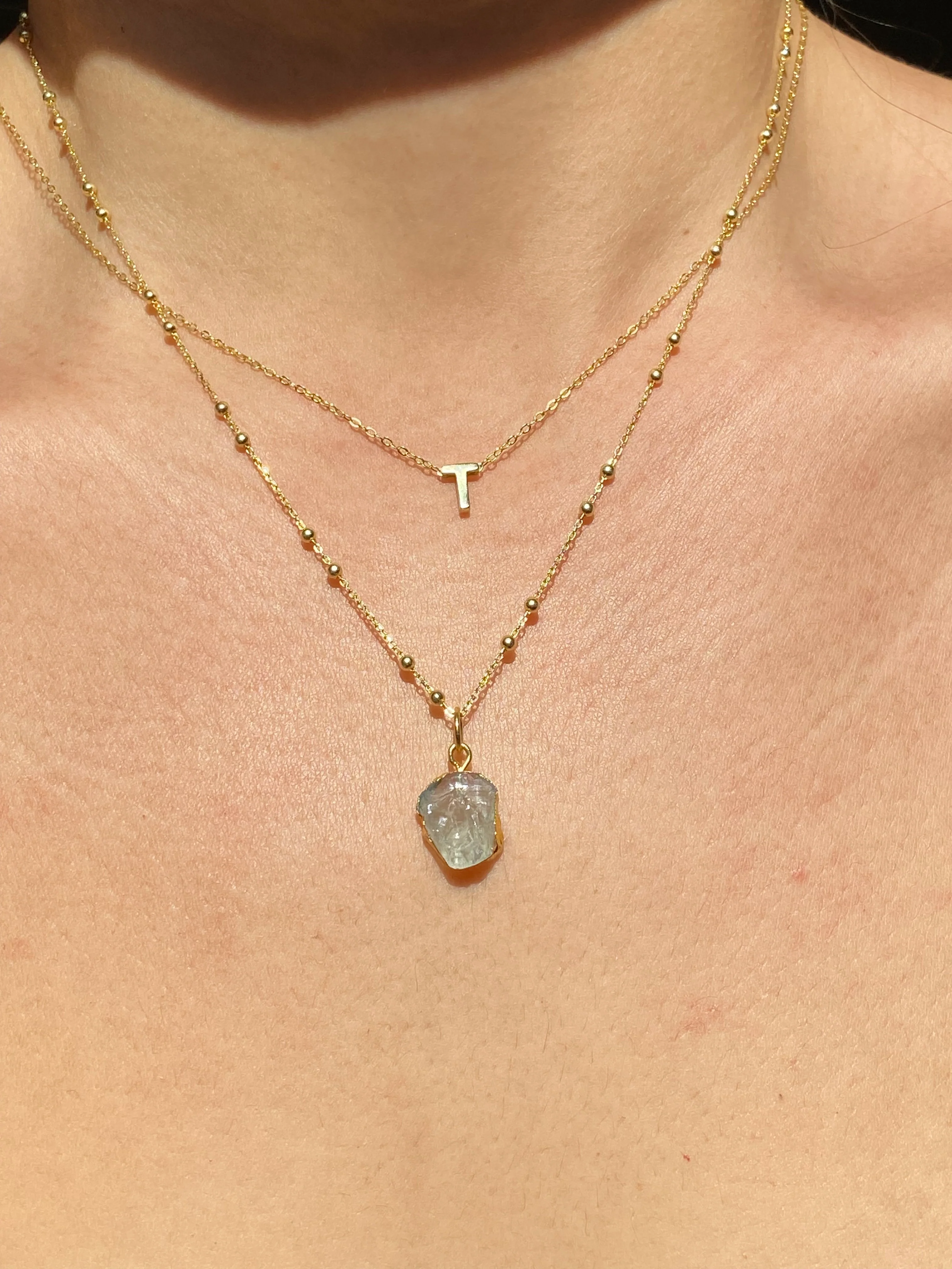 Initial & Aquamarine Necklace Set | March Birthstone - Image 18