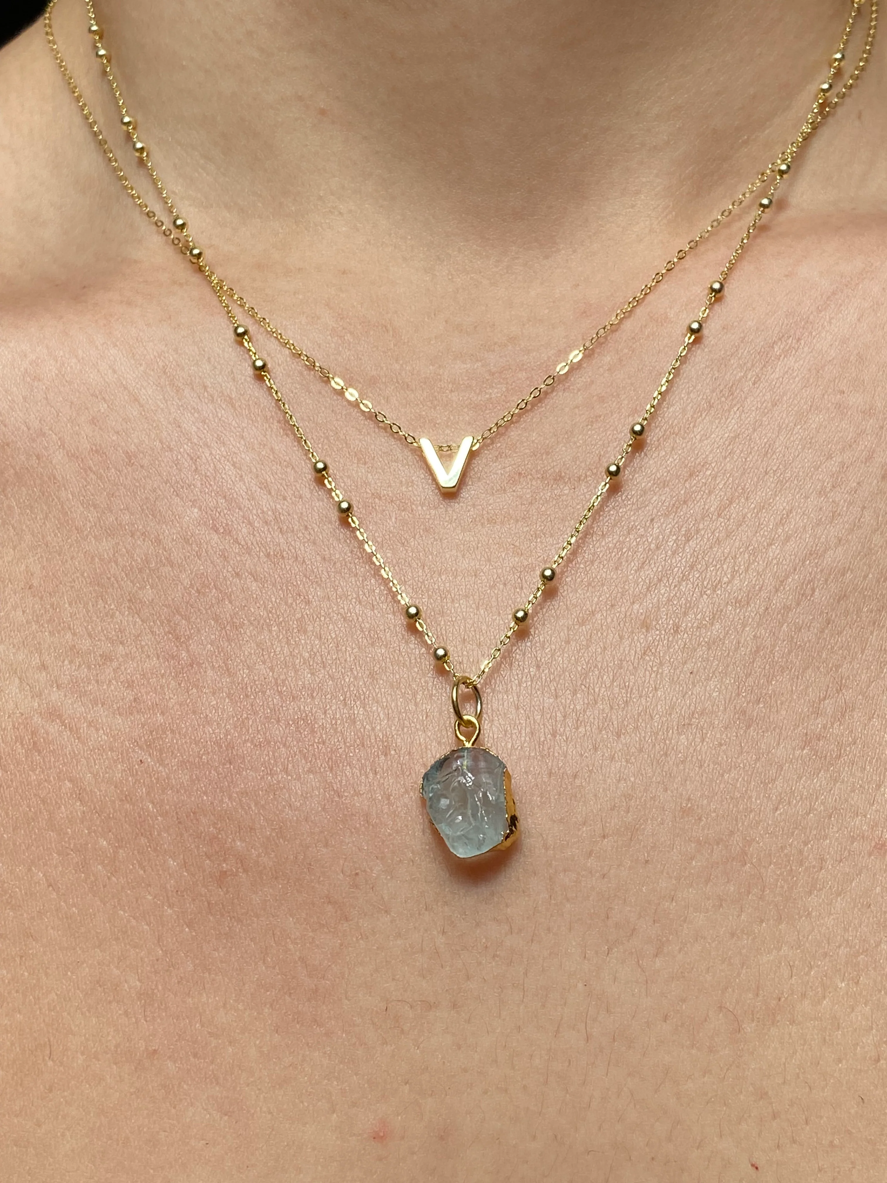 Initial & Aquamarine Necklace Set | March Birthstone - Image 20