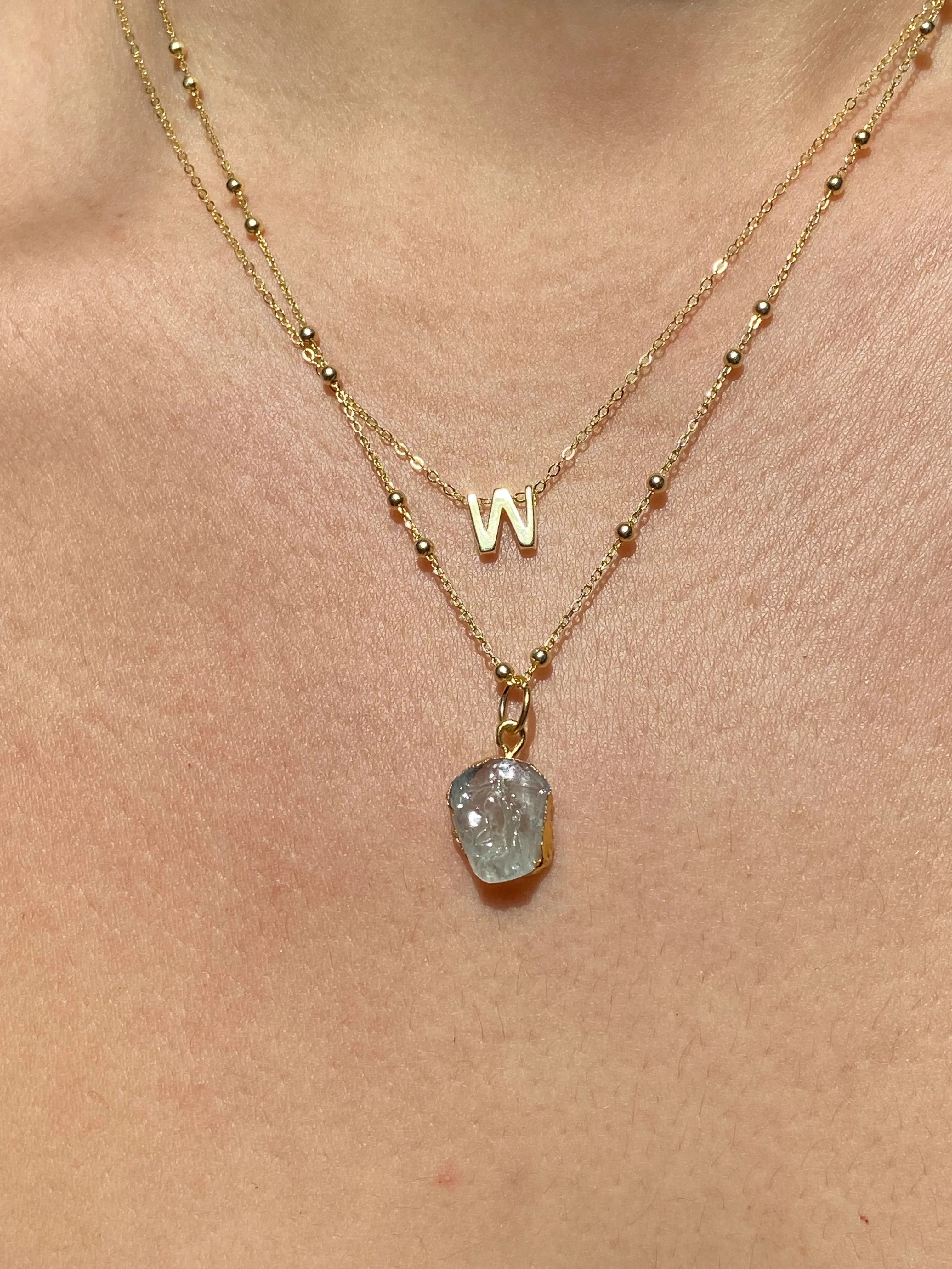 Initial & Aquamarine Necklace Set | March Birthstone - Image 21