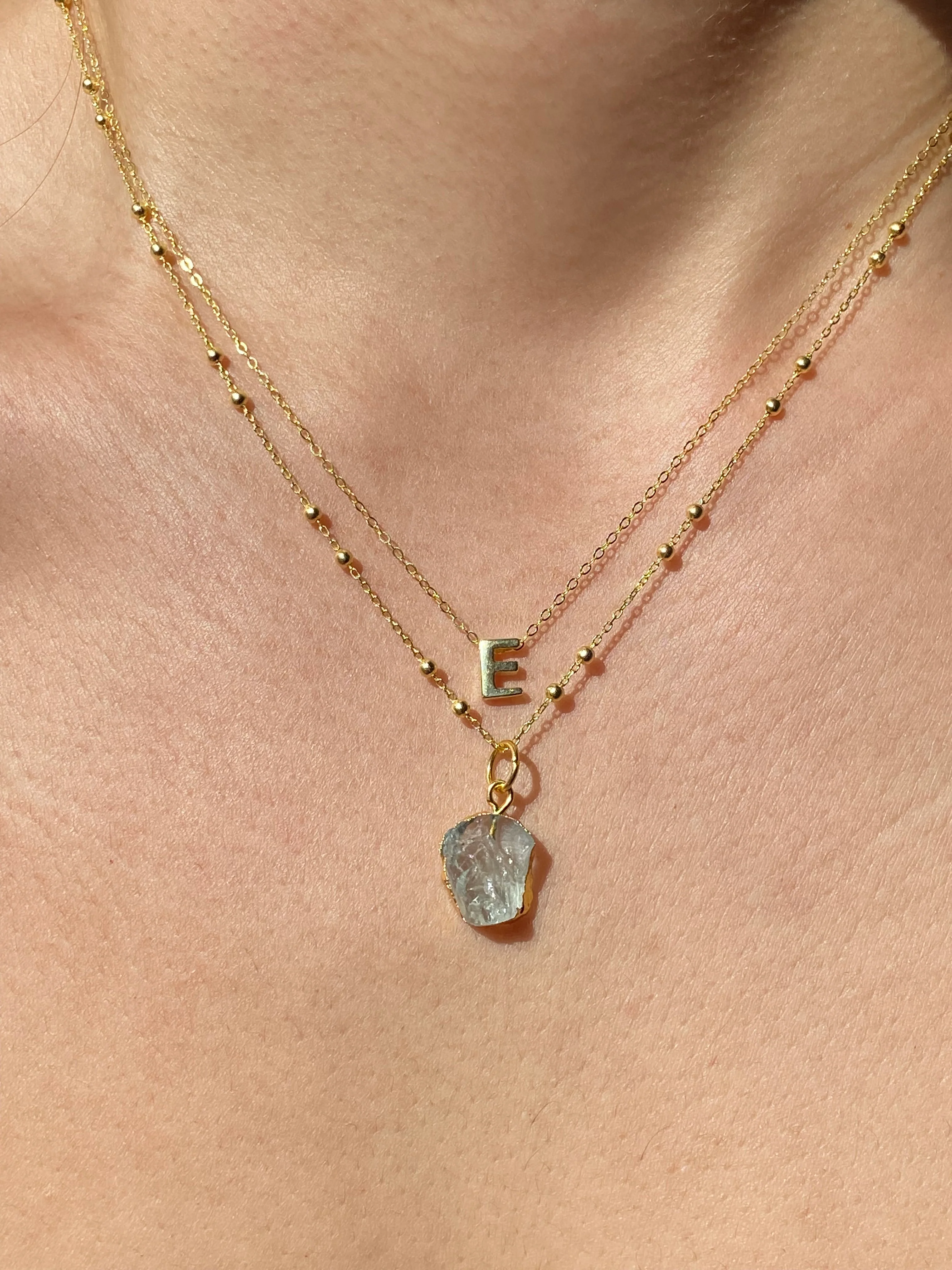 Initial & Aquamarine Necklace Set | March Birthstone - Image 5