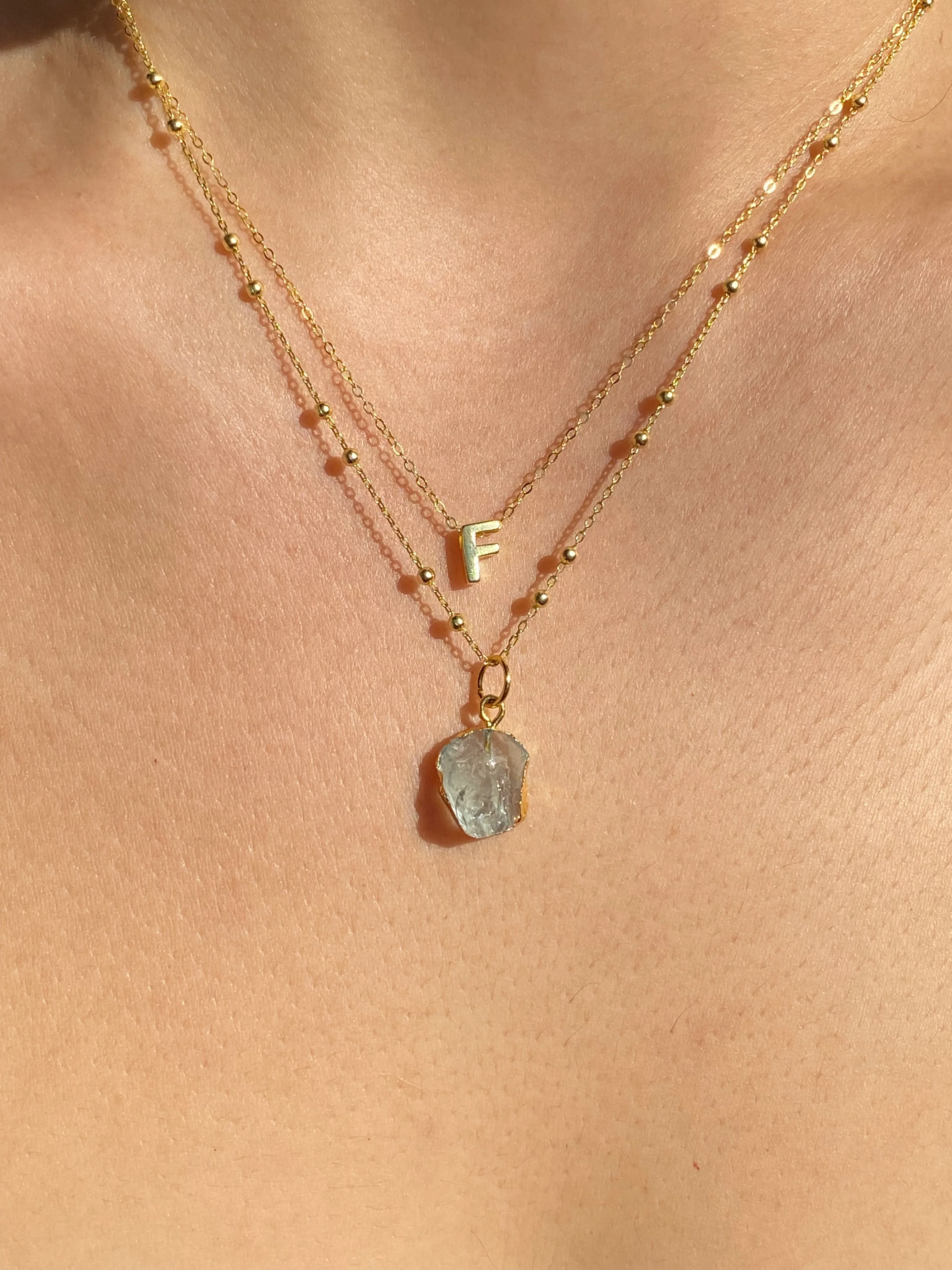 Initial & Aquamarine Necklace Set | March Birthstone - Image 6