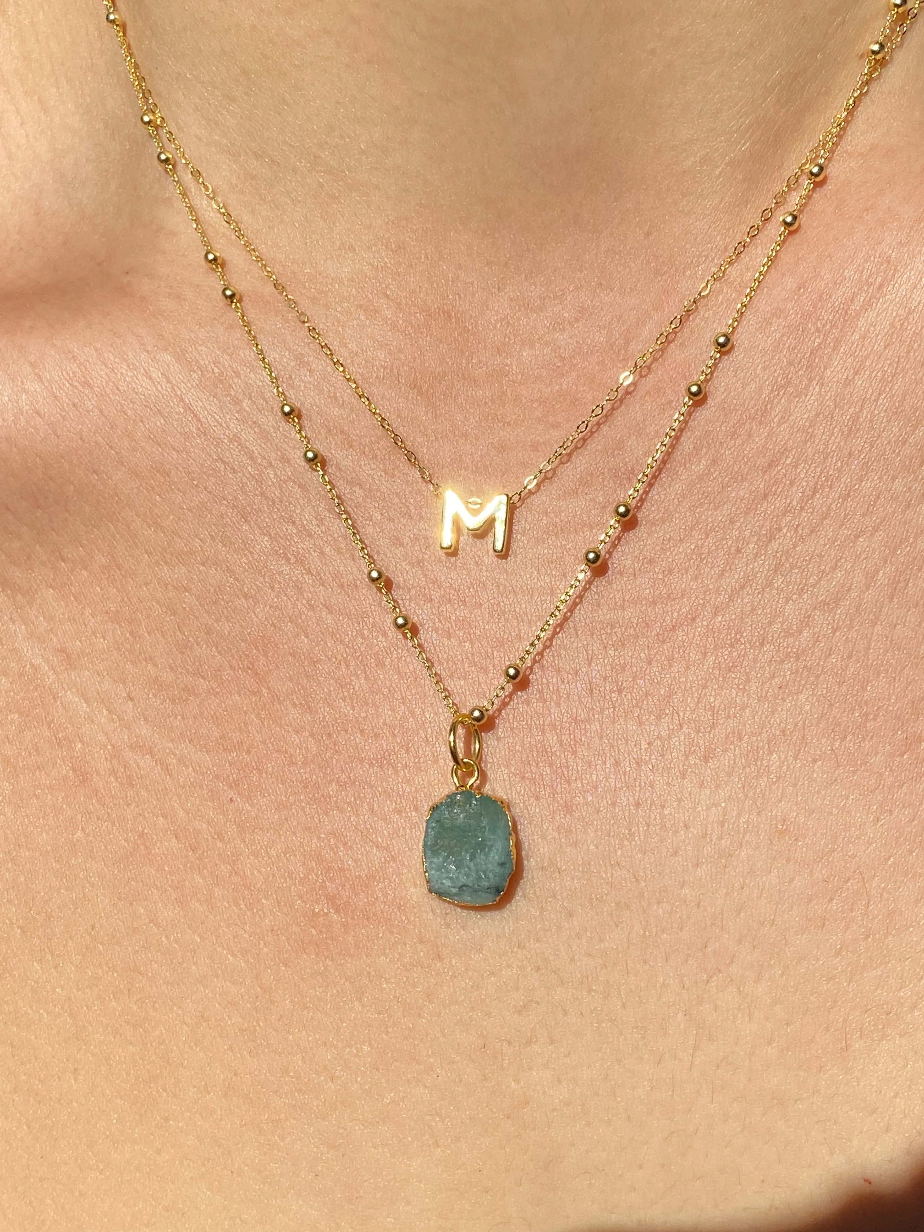 Initial & Emerald Necklace Set | May Birthstone - Image 11
