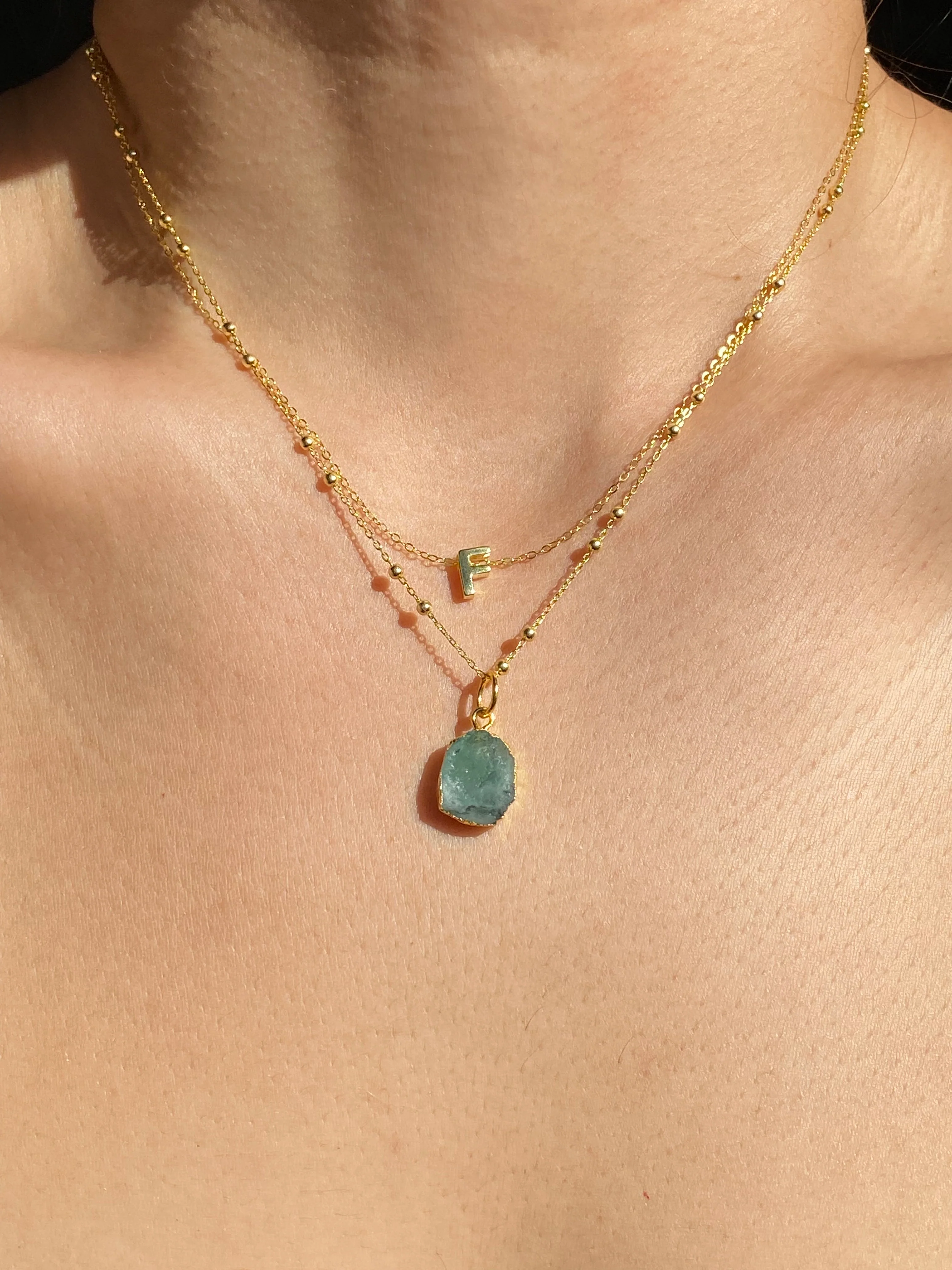Initial & Emerald Necklace Set | May Birthstone - Image 12