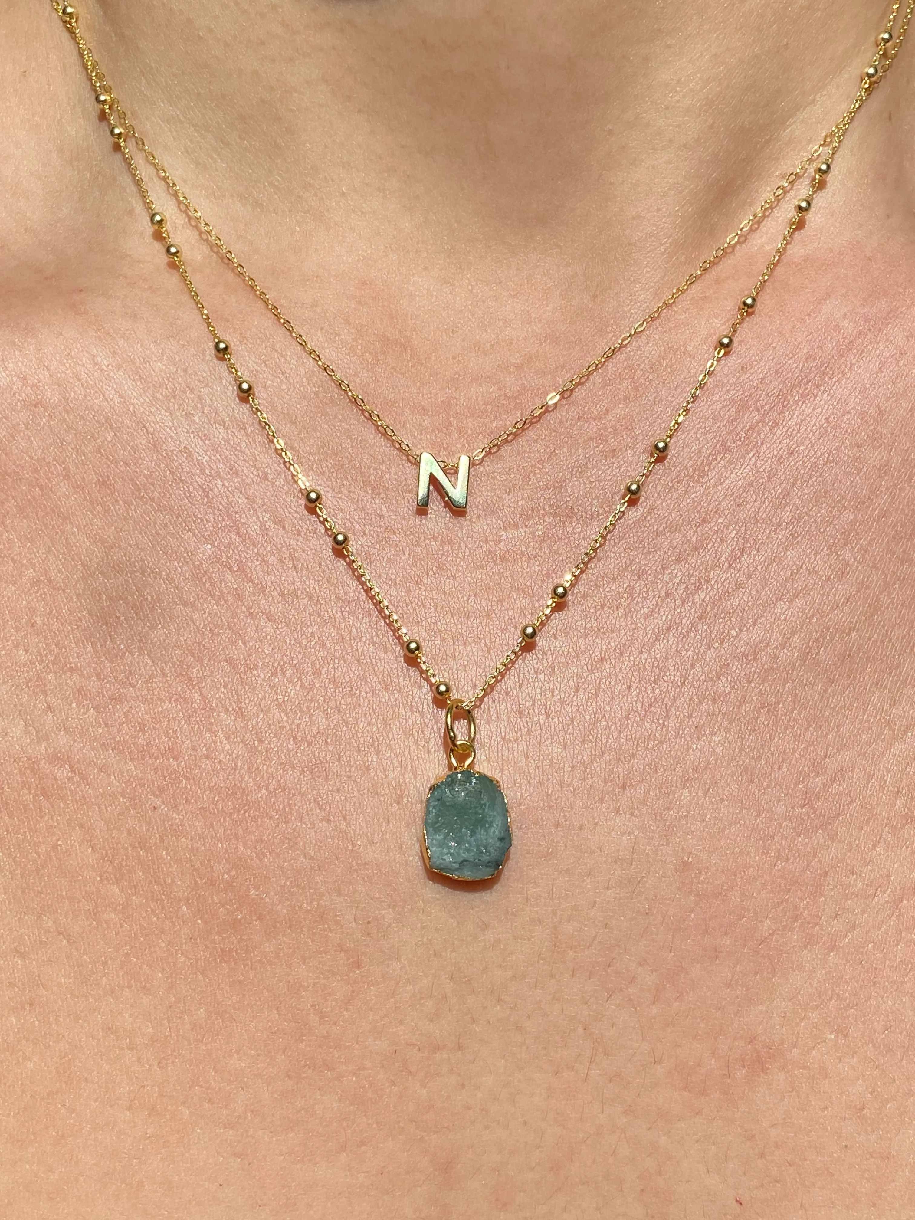 Initial & Emerald Necklace Set | May Birthstone - Image 13