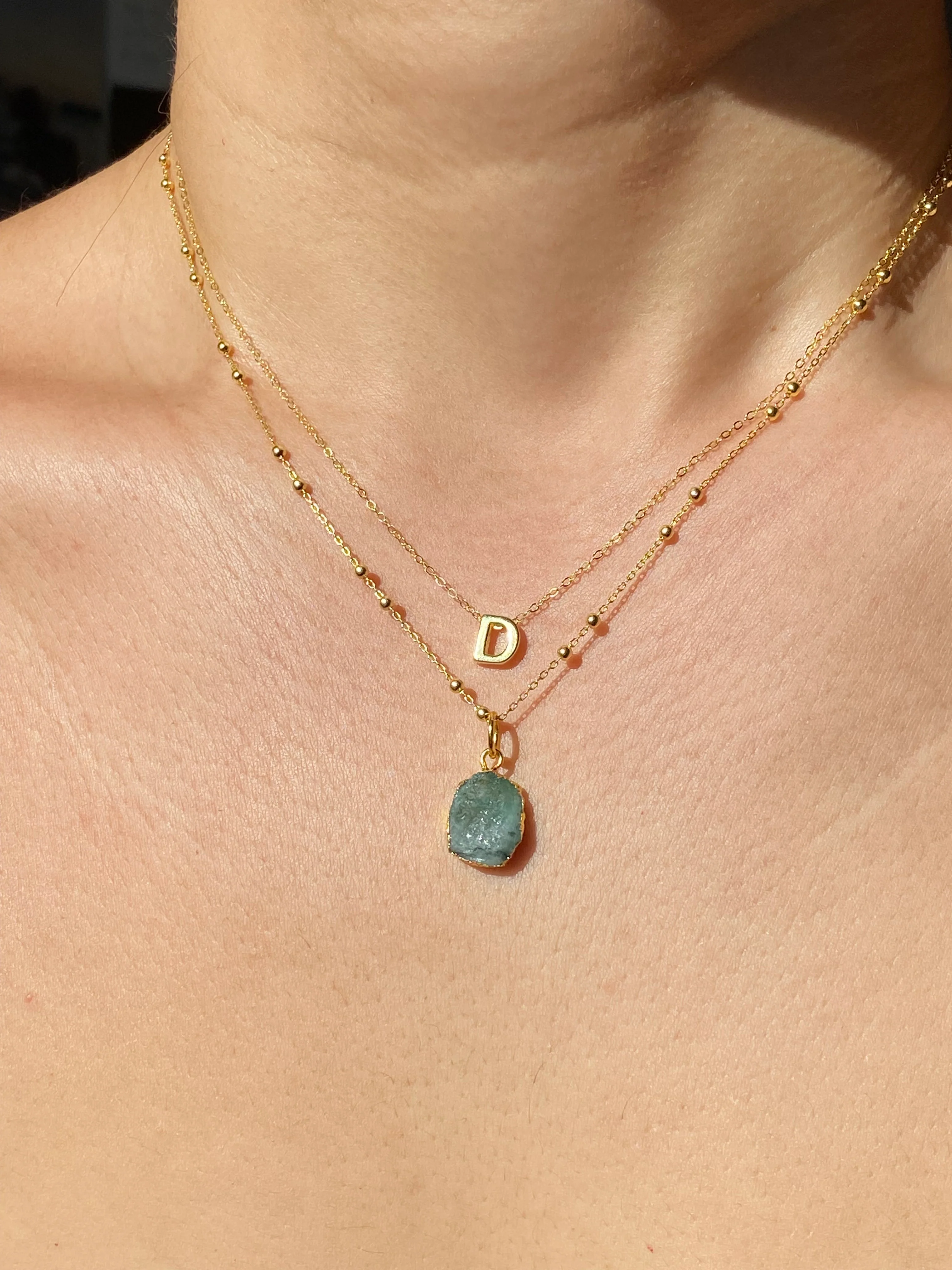 Initial & Emerald Necklace Set | May Birthstone - Image 20
