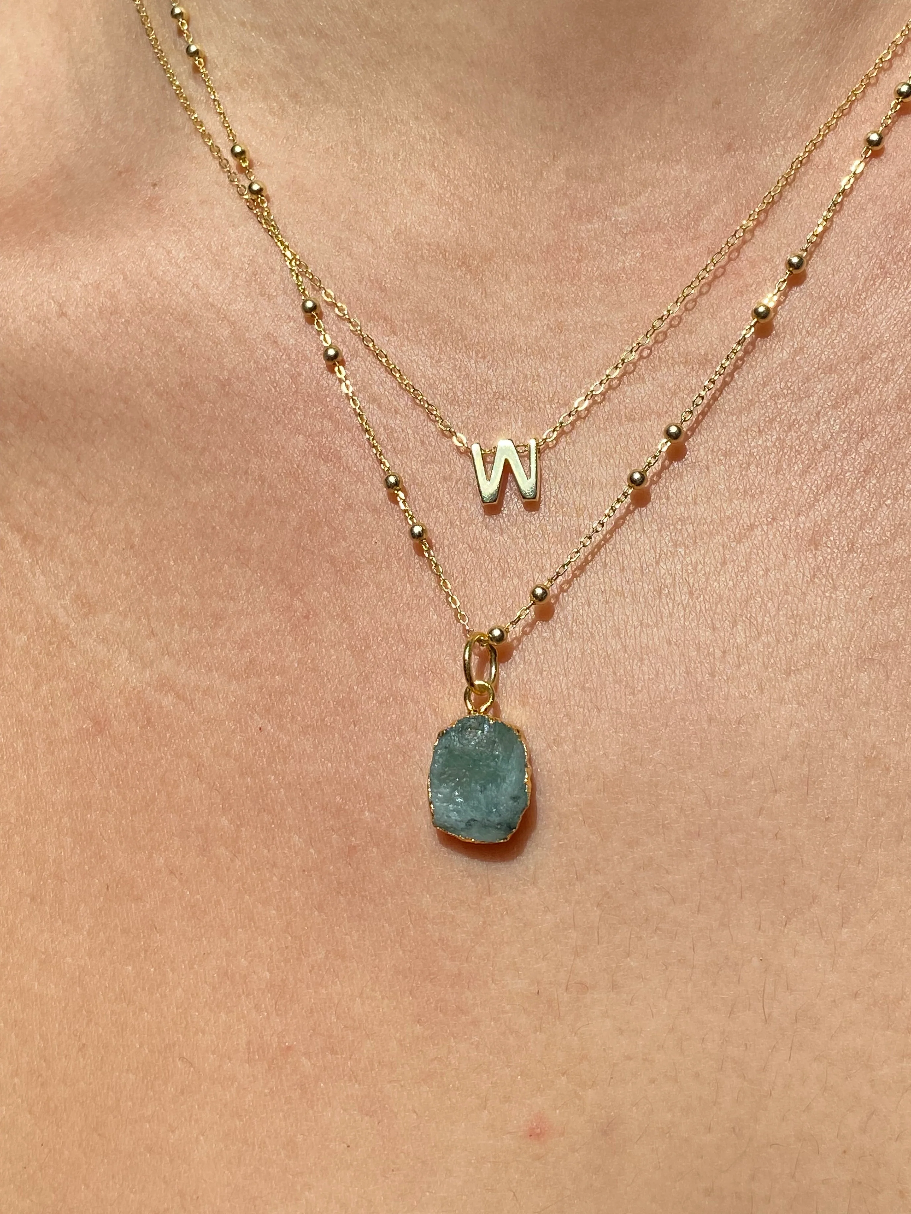 Initial & Emerald Necklace Set | May Birthstone - Image 4