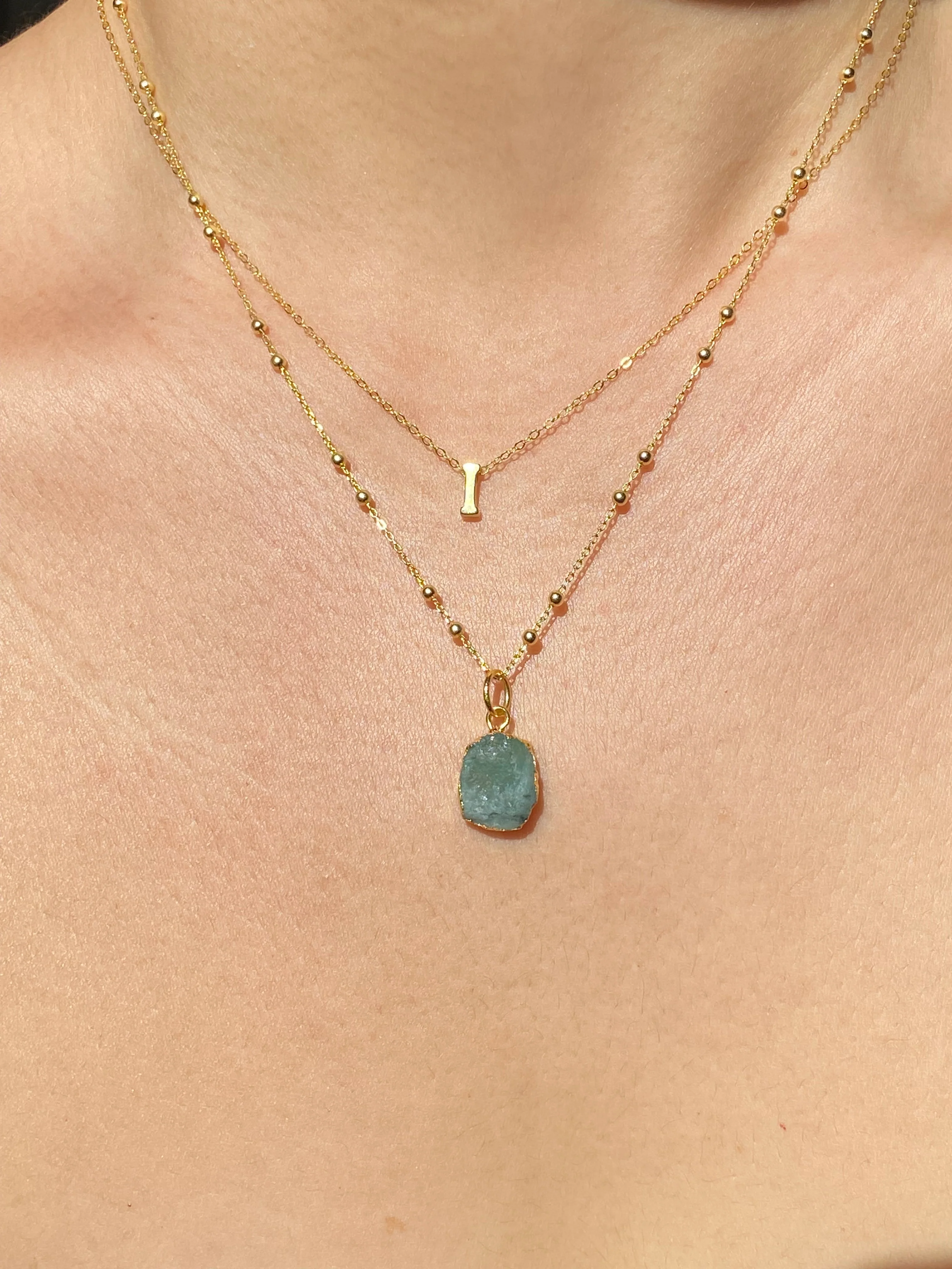 Initial & Emerald Necklace Set | May Birthstone - Image 7