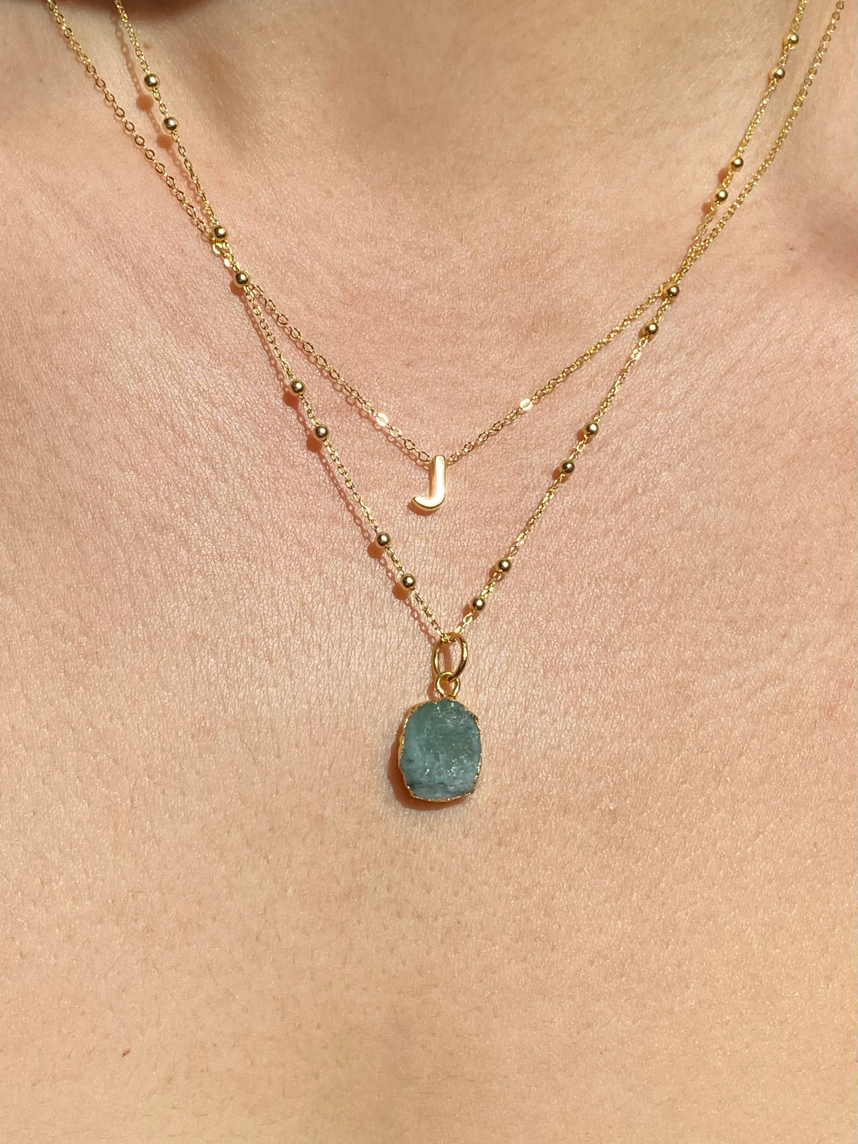 Initial & Emerald Necklace Set | May Birthstone - Image 8