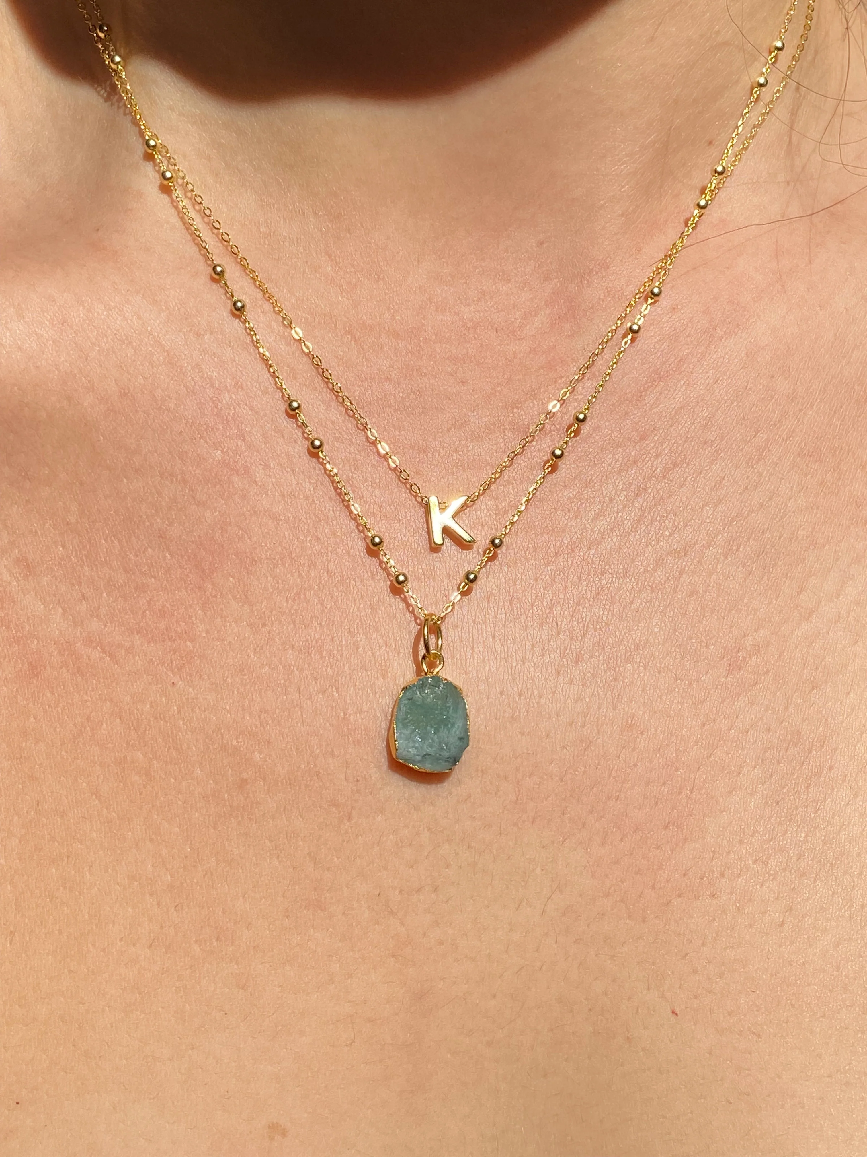 Initial & Emerald Necklace Set | May Birthstone - Image 9
