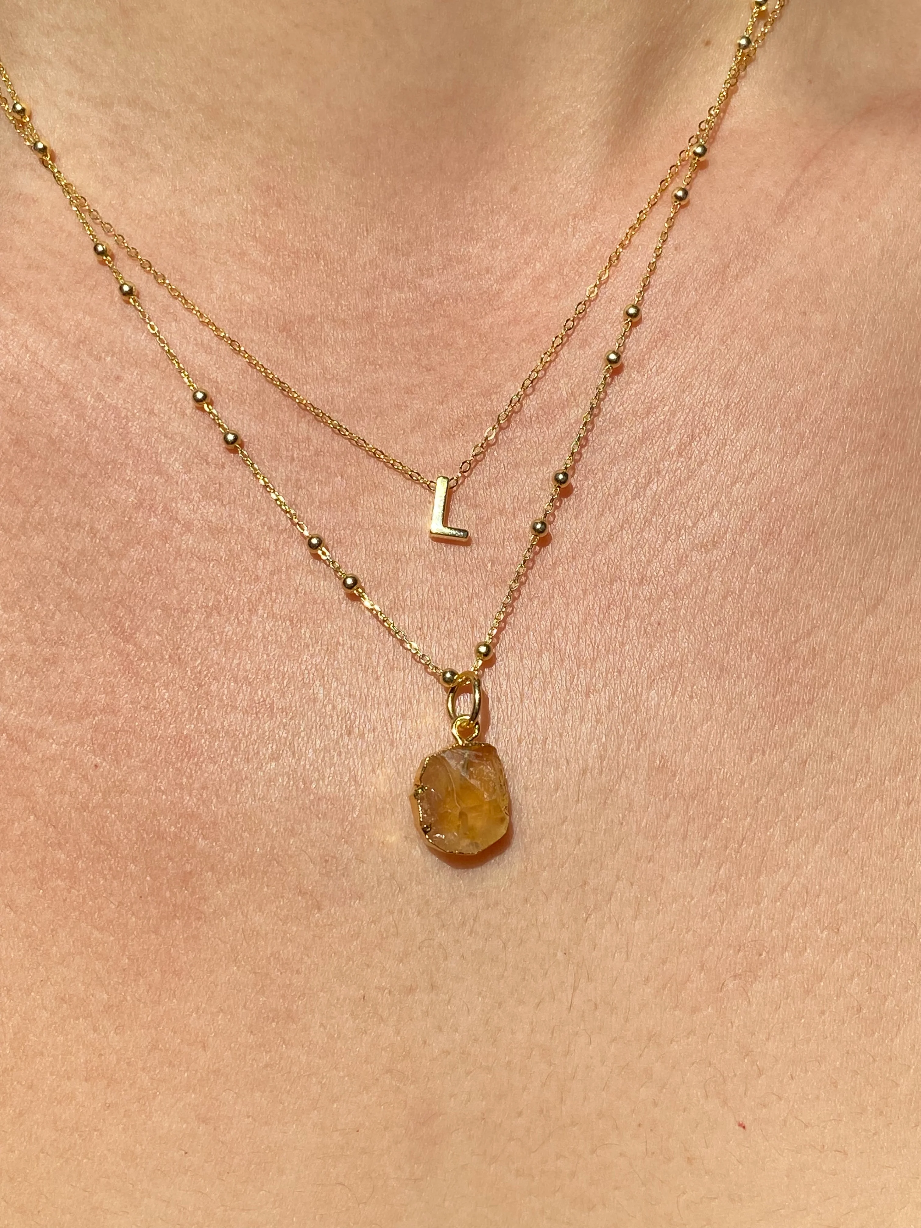 Initial & Citrine Necklace Set | November Birthstone - Image 12